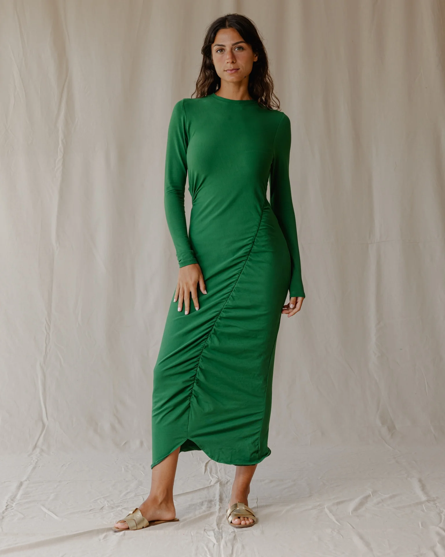 Ruched Dress In Green