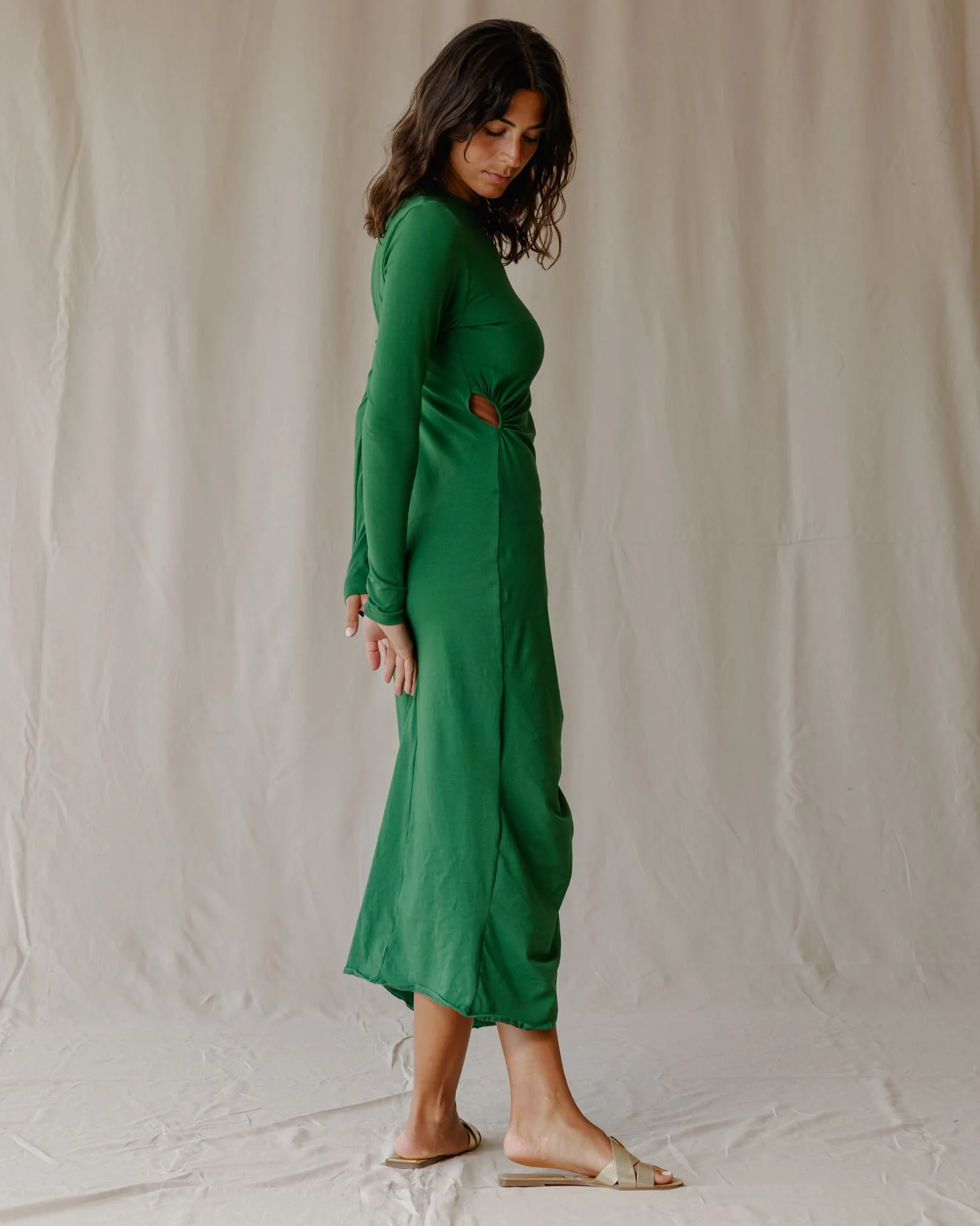Ruched Dress In Green - Image 3