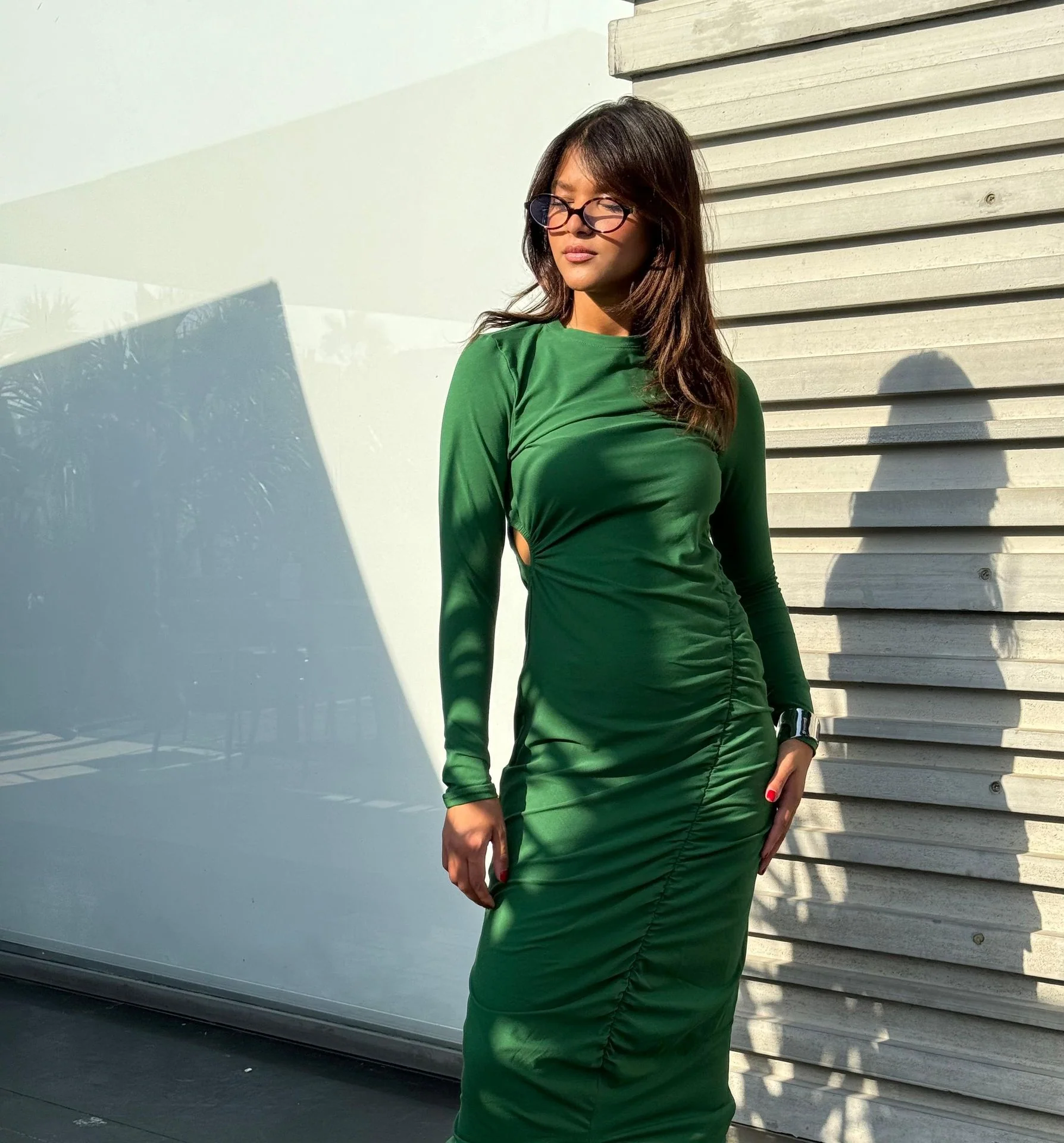 Ruched Dress In Green - Image 6