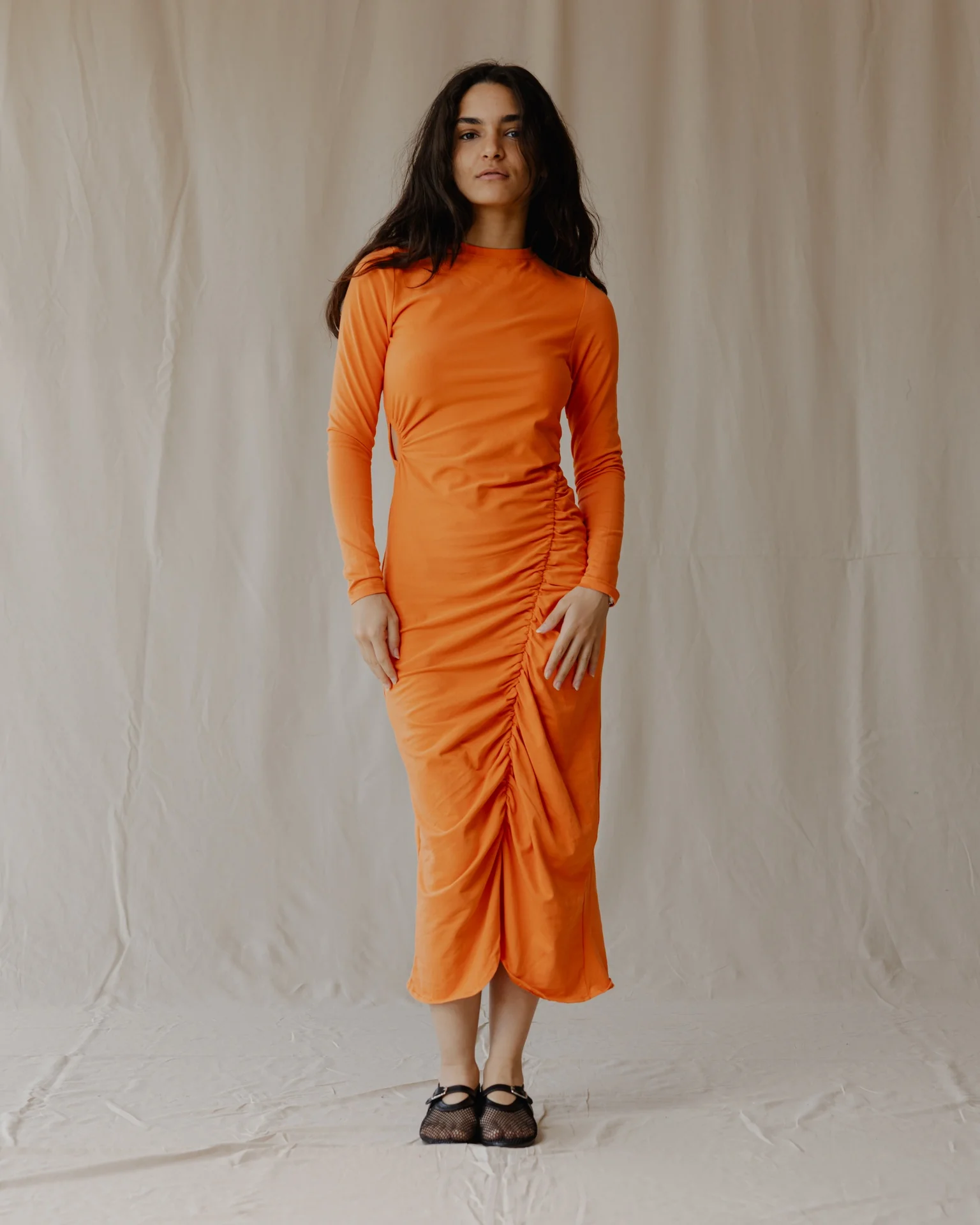 Ruched Dress In Orange