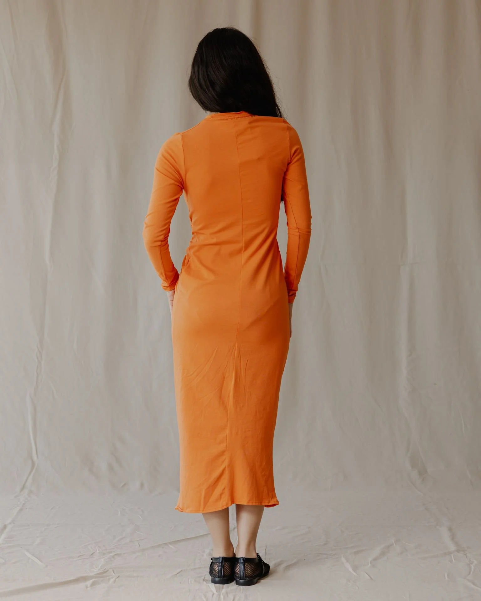 Ruched Dress In Orange - Image 2