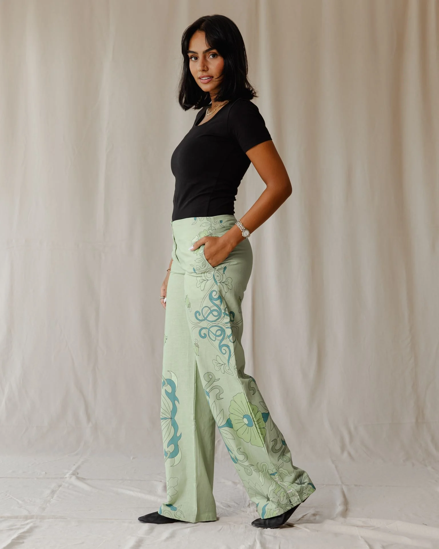 Sage Petal Muse Linen Pants - Image 3