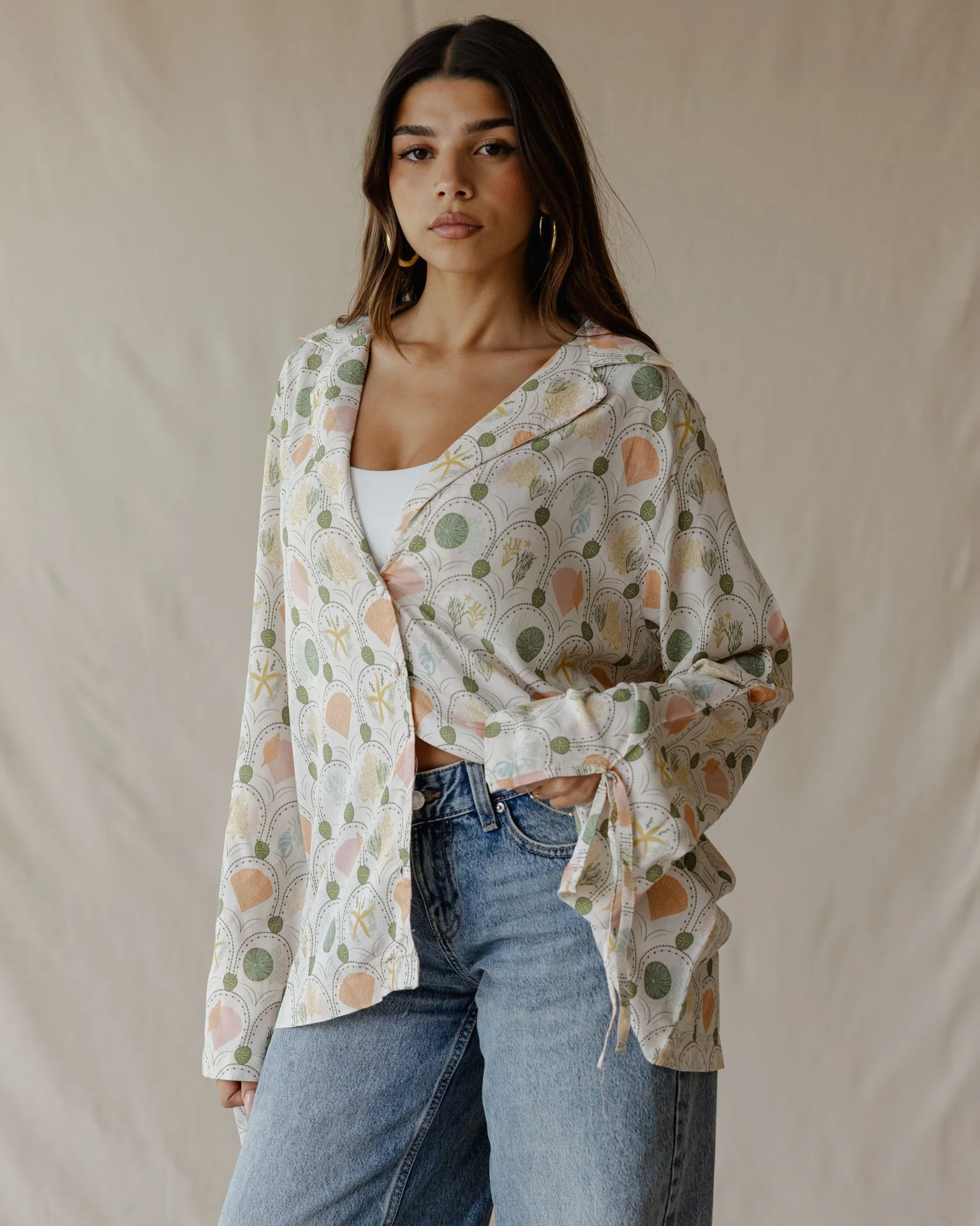Seaside Garden Shirt Beige - Image 5
