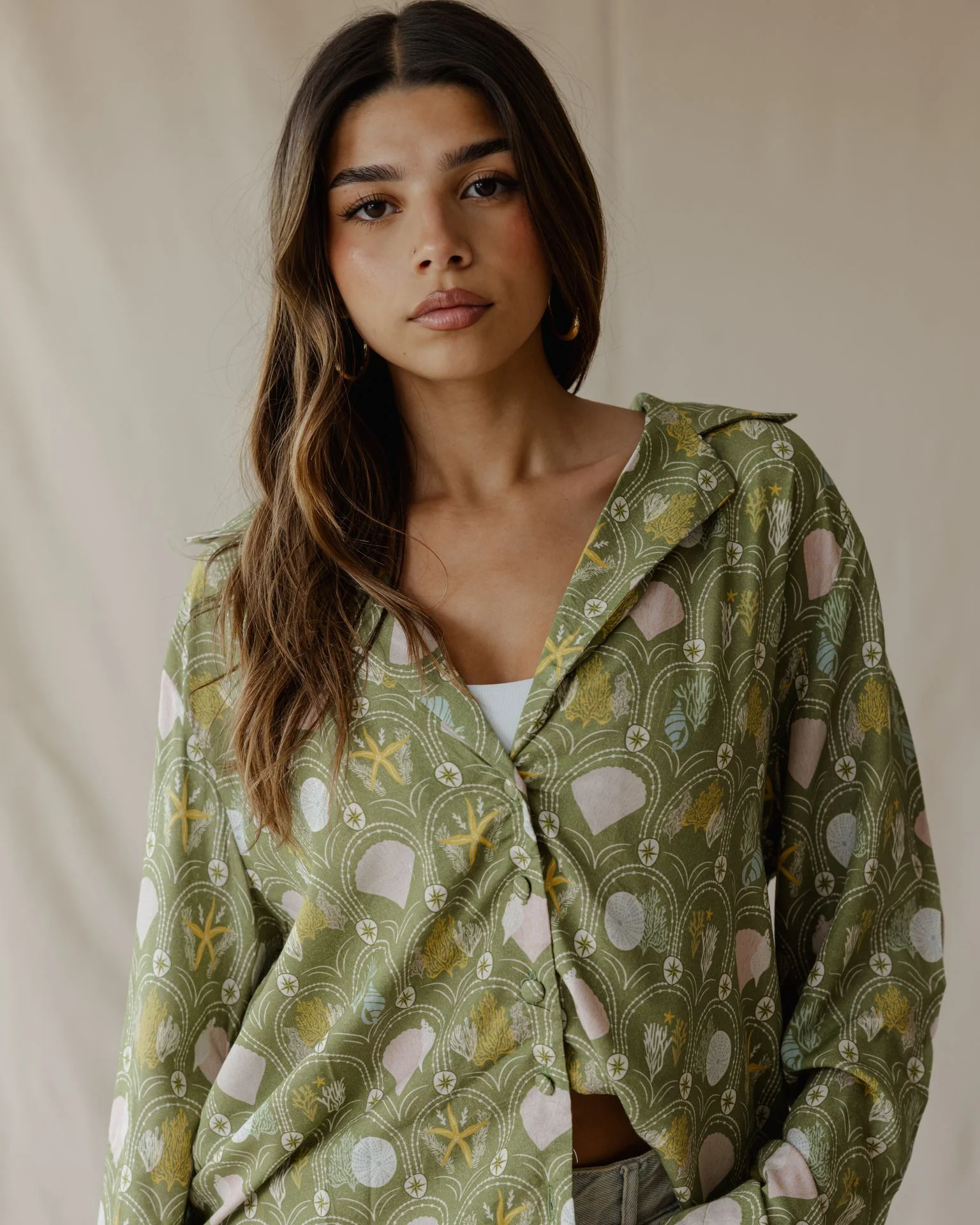 Seaside Garden Shirt Olive - Image 4