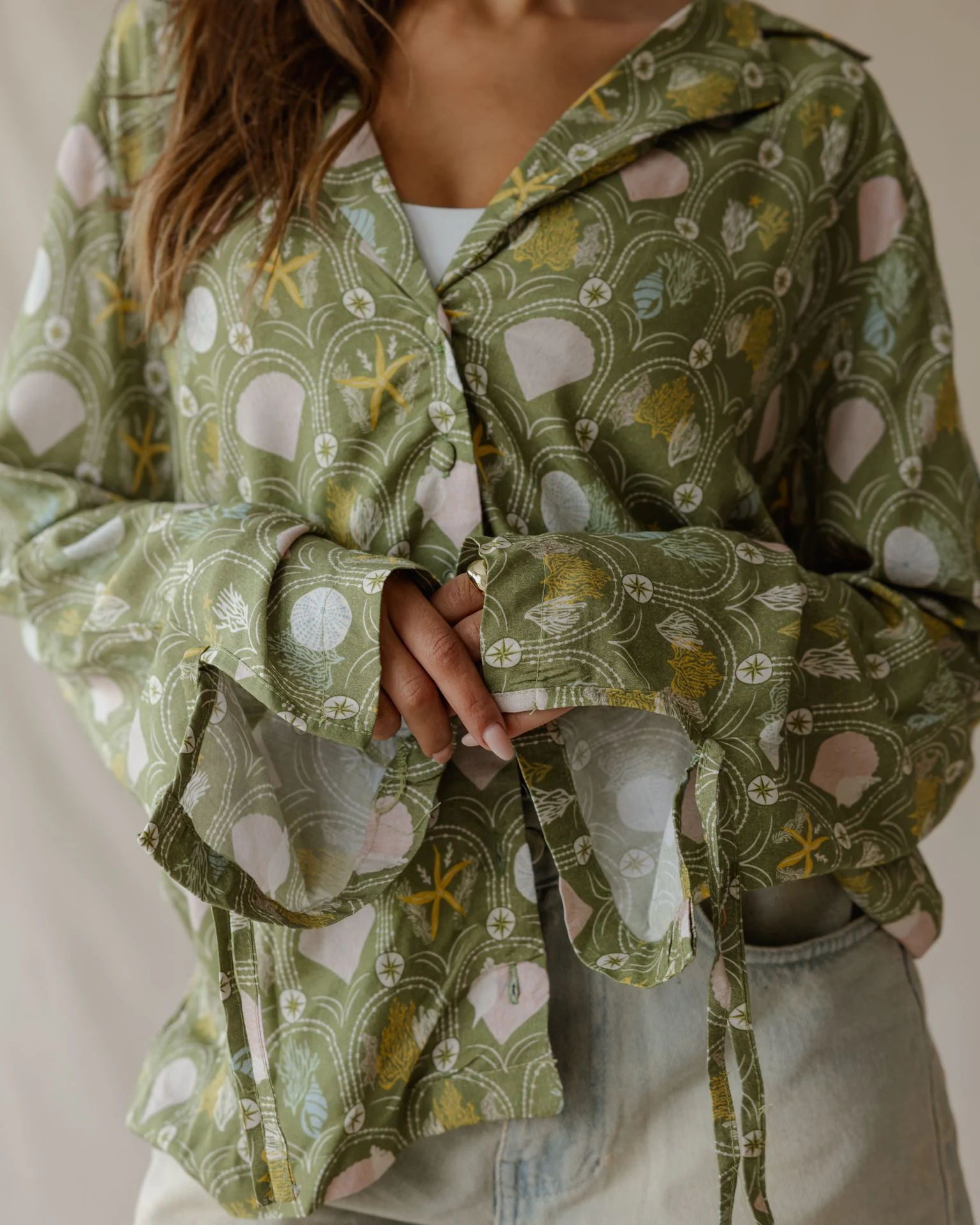 Seaside Garden Shirt Olive - Image 5