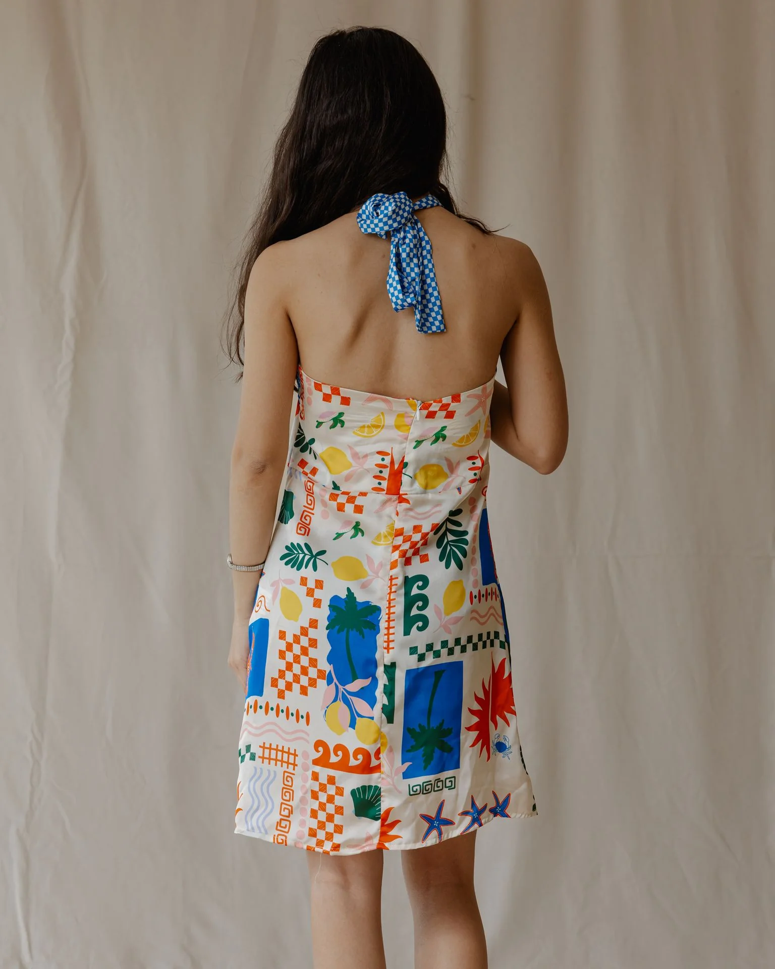 Seaside Mosaic Satin Dress - Image 3