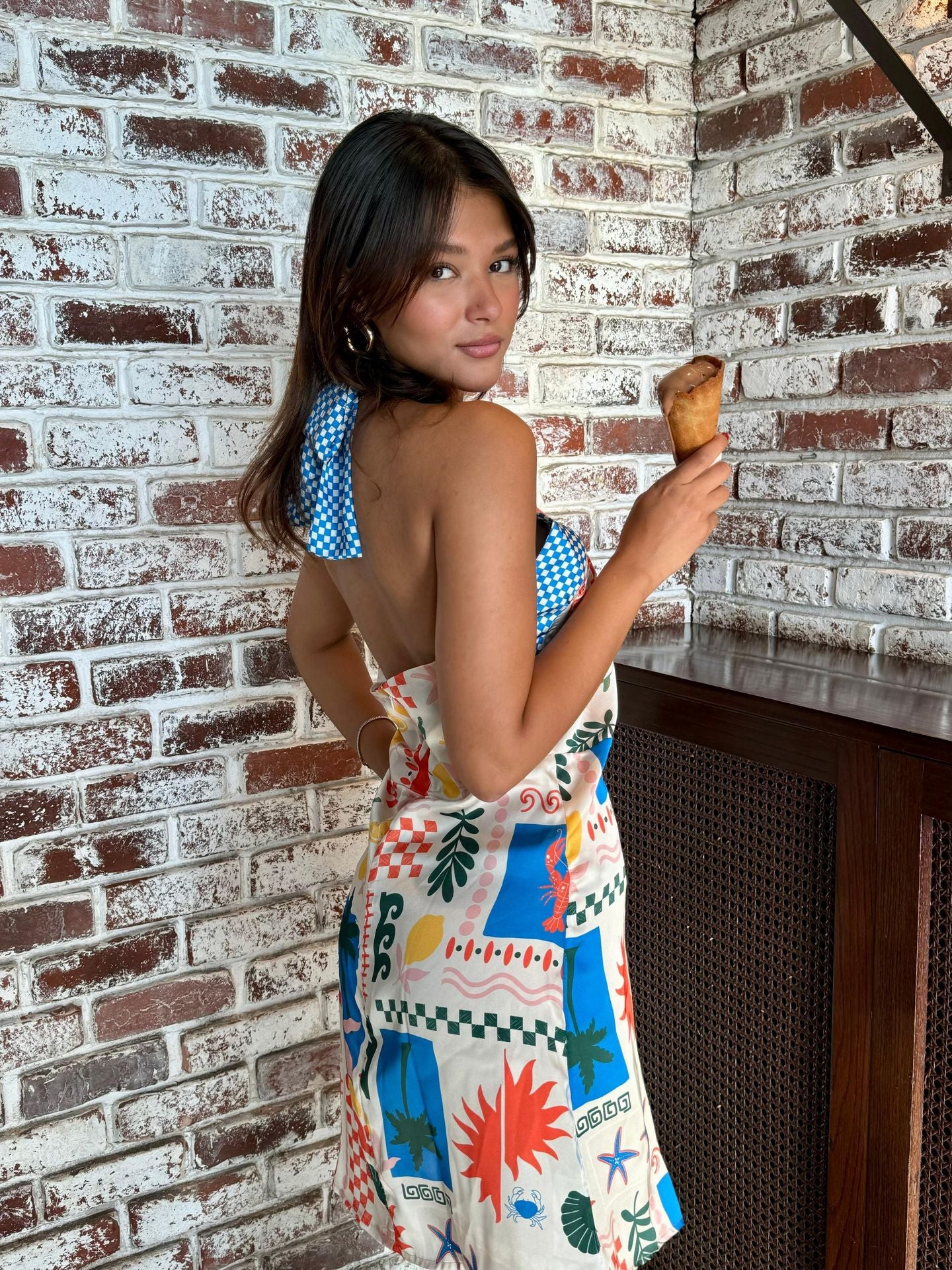 Seaside Mosaic Satin Dress - Image 6