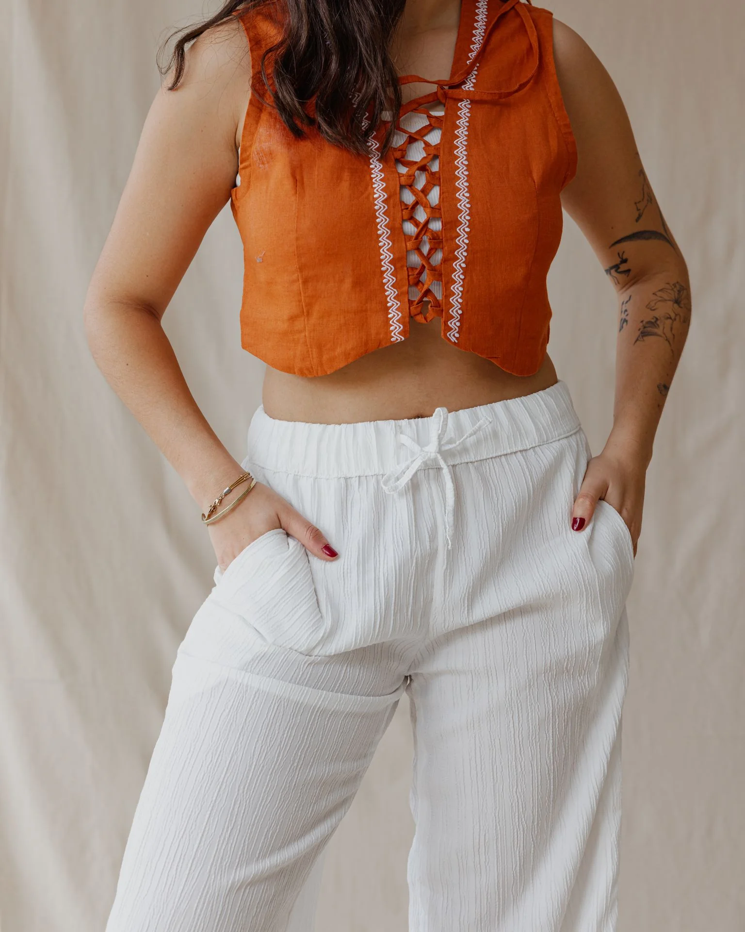 Soft Flow Cotton Pants White - Image 5