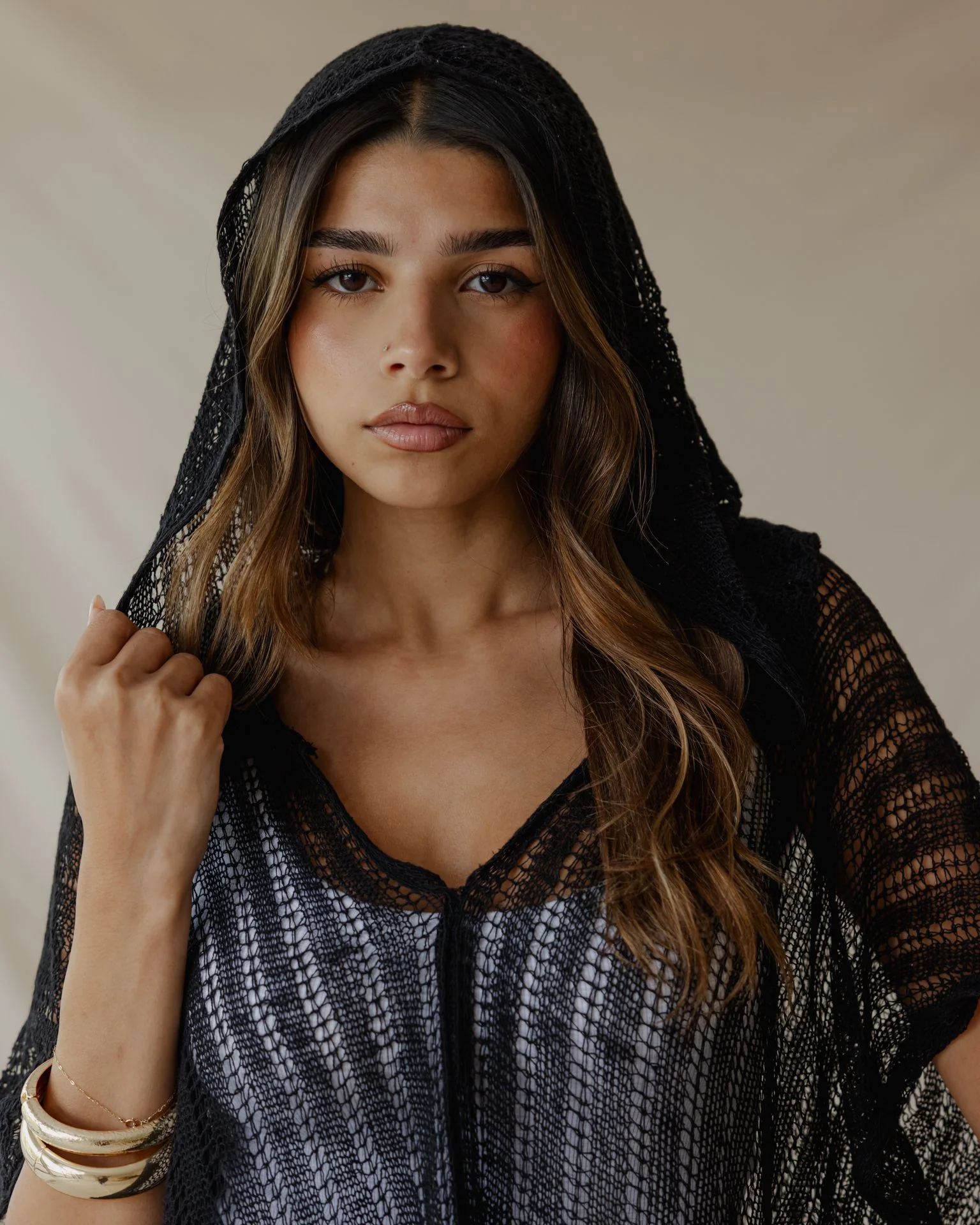 Summer Knit Poncho Black - Image 5