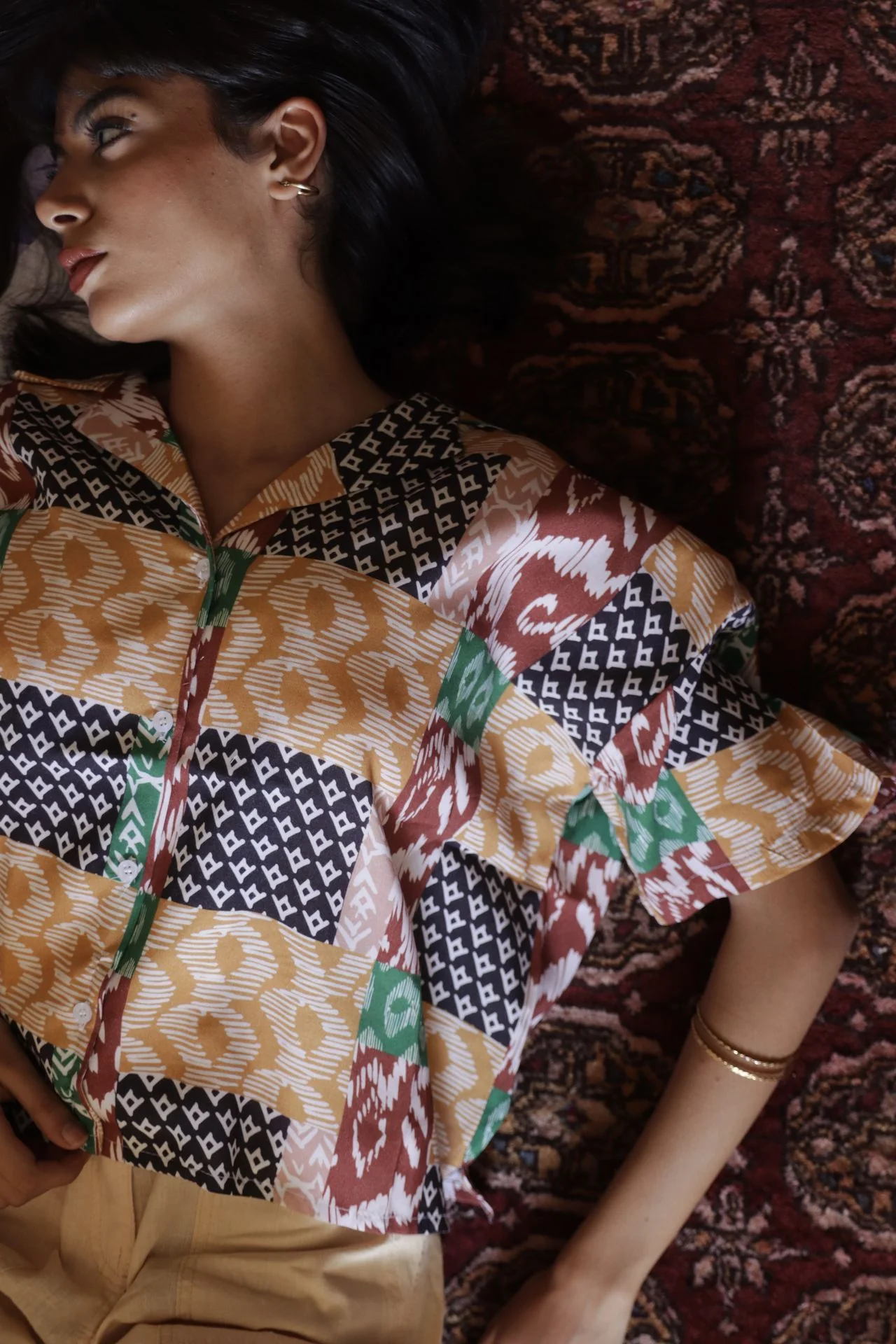 Summer Patchwork Shirt Brown - Image 11