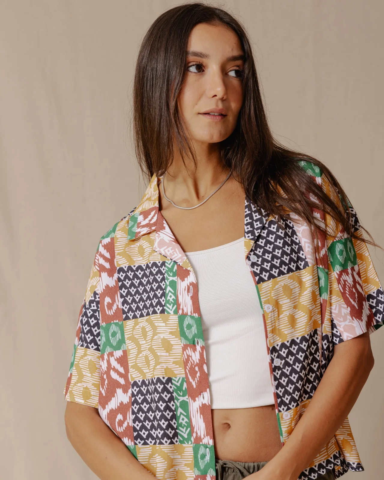 Summer Patchwork Shirt Brown - Image 3