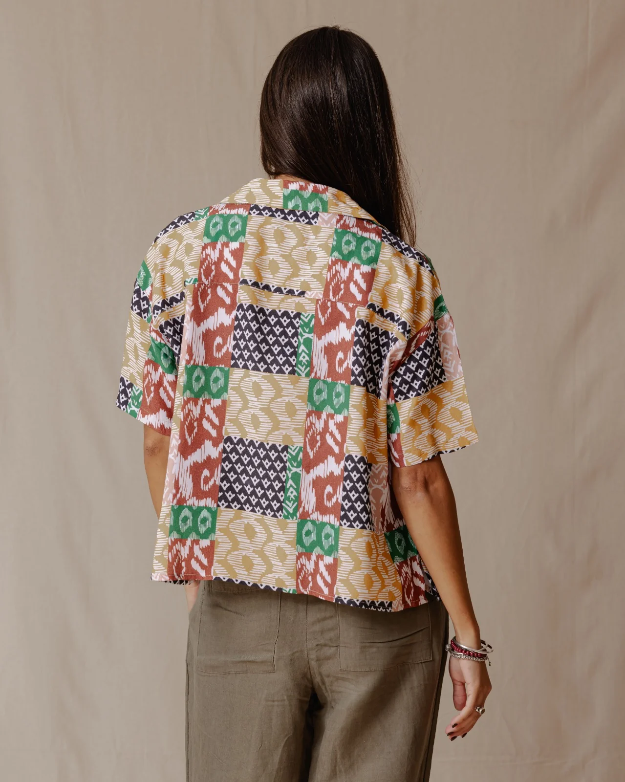 Summer Patchwork Shirt Brown - Image 4