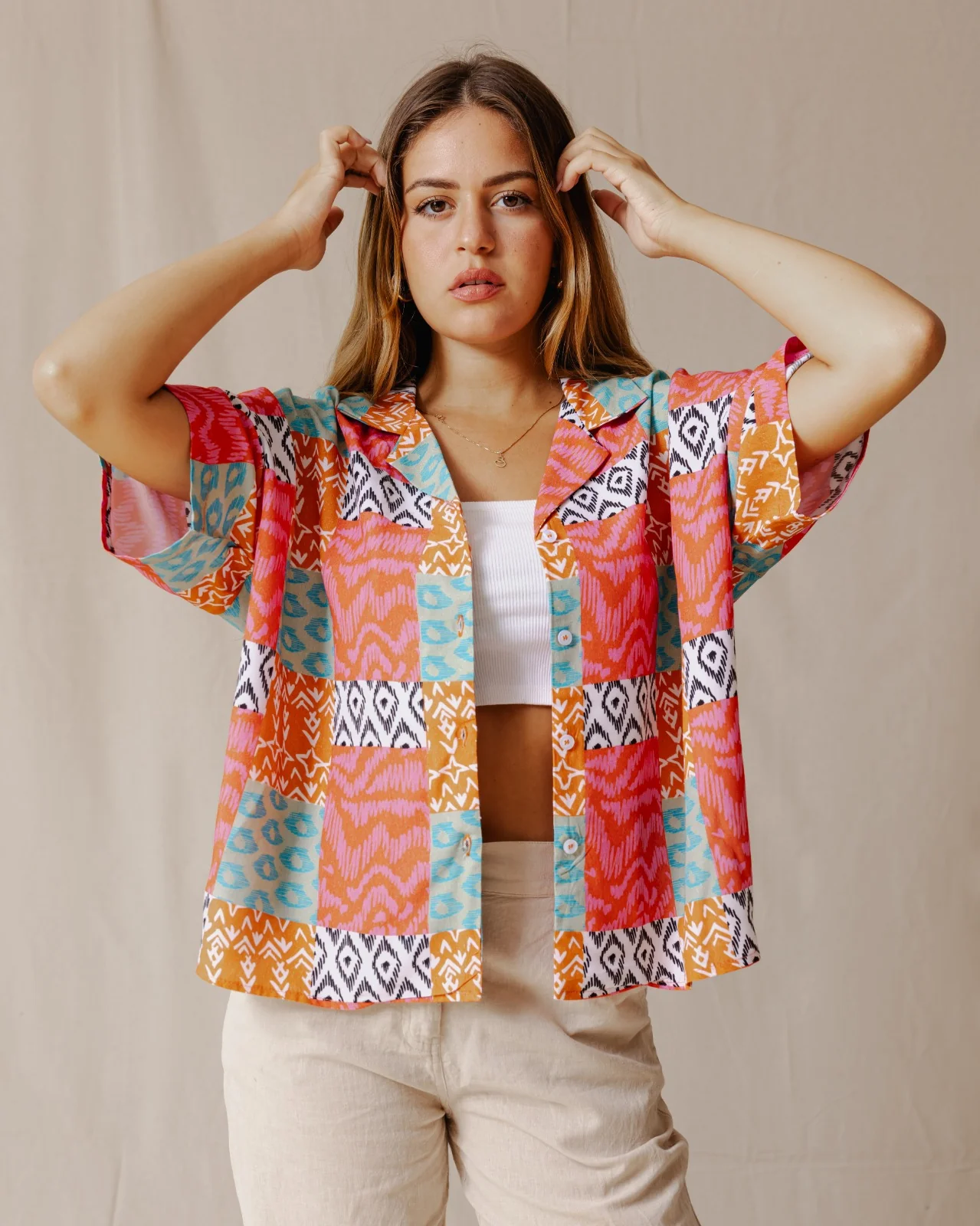 Summer Patchwork Shirt Pink - Image 4