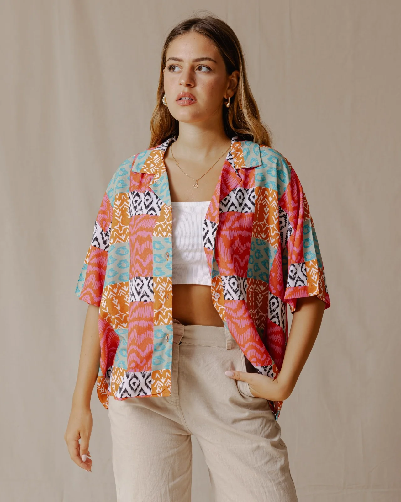 Summer Patchwork Shirt Pink - Image 7