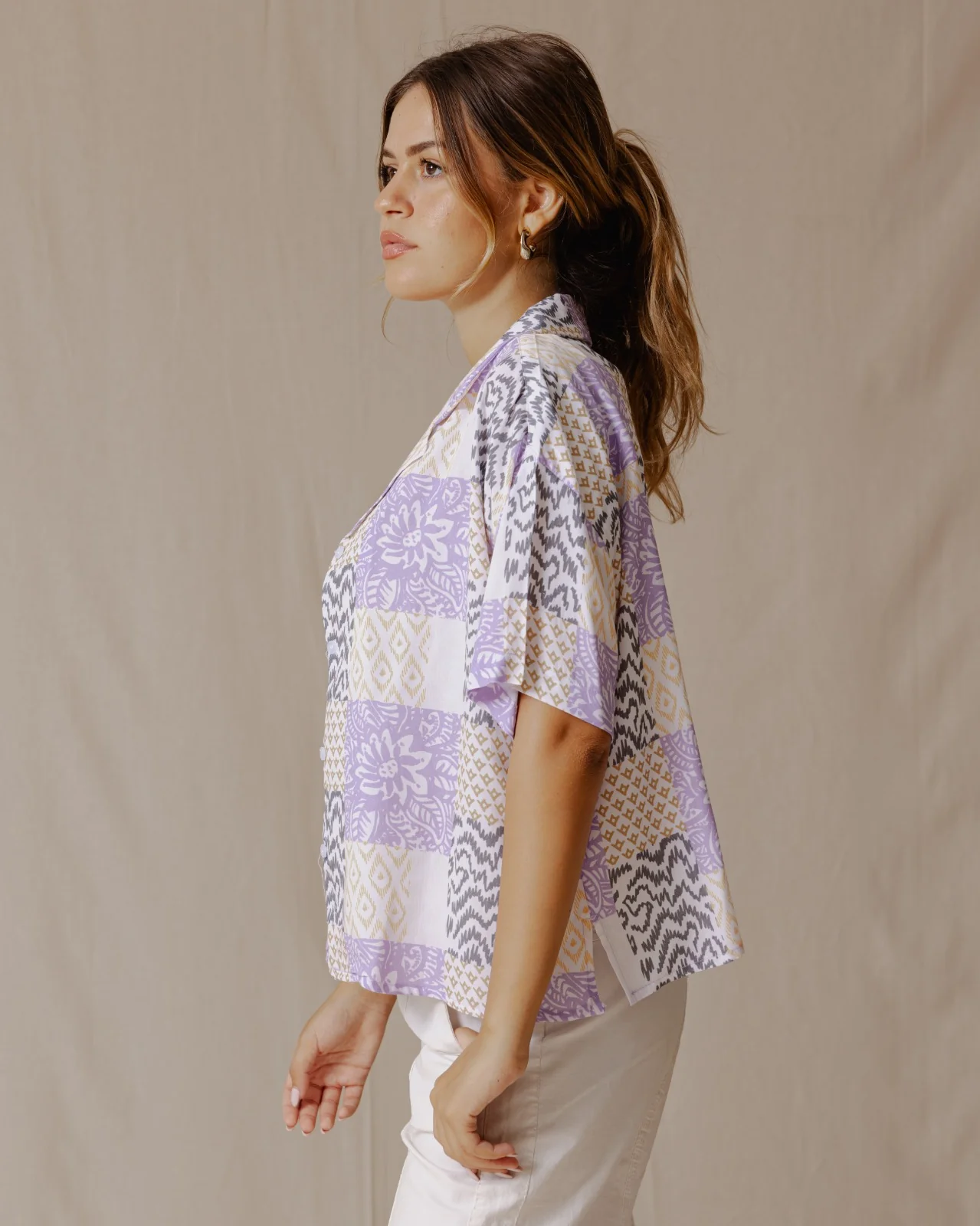 Summer Patchwork Shirt Purple - Image 10