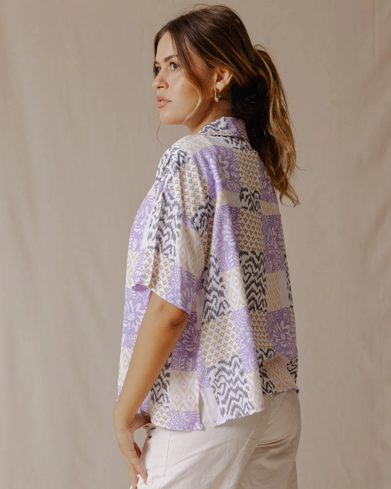 Summer Patchwork Shirt Purple - Image 11