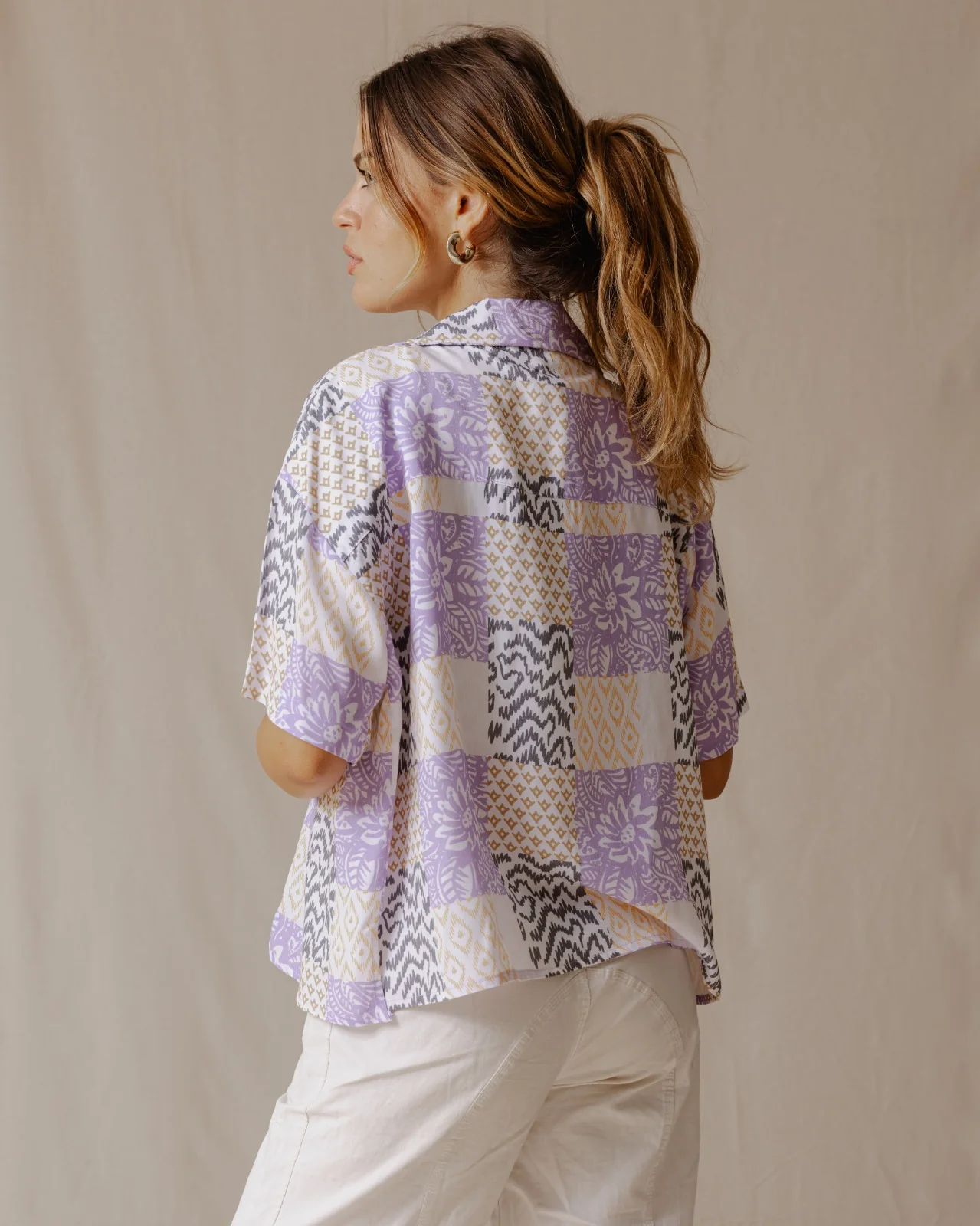 Summer Patchwork Shirt Purple - Image 12