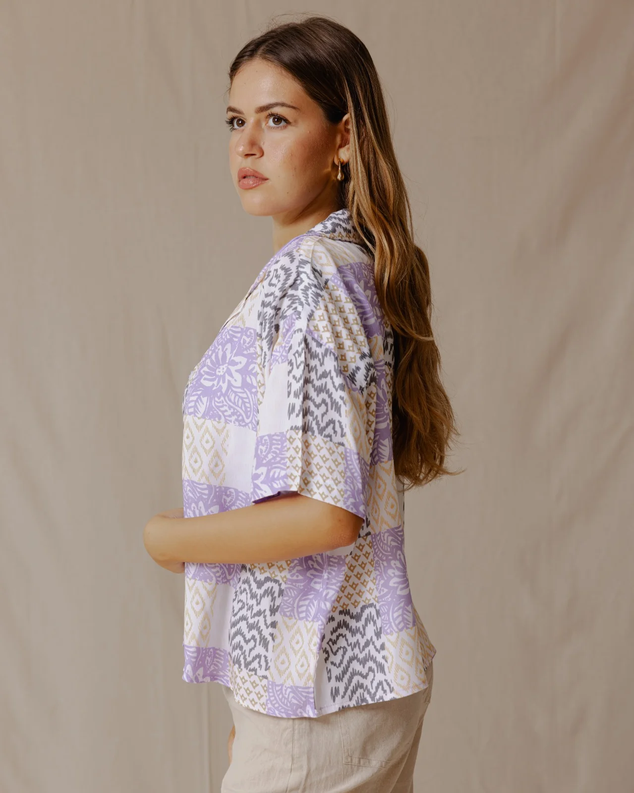 Summer Patchwork Shirt Purple - Image 3