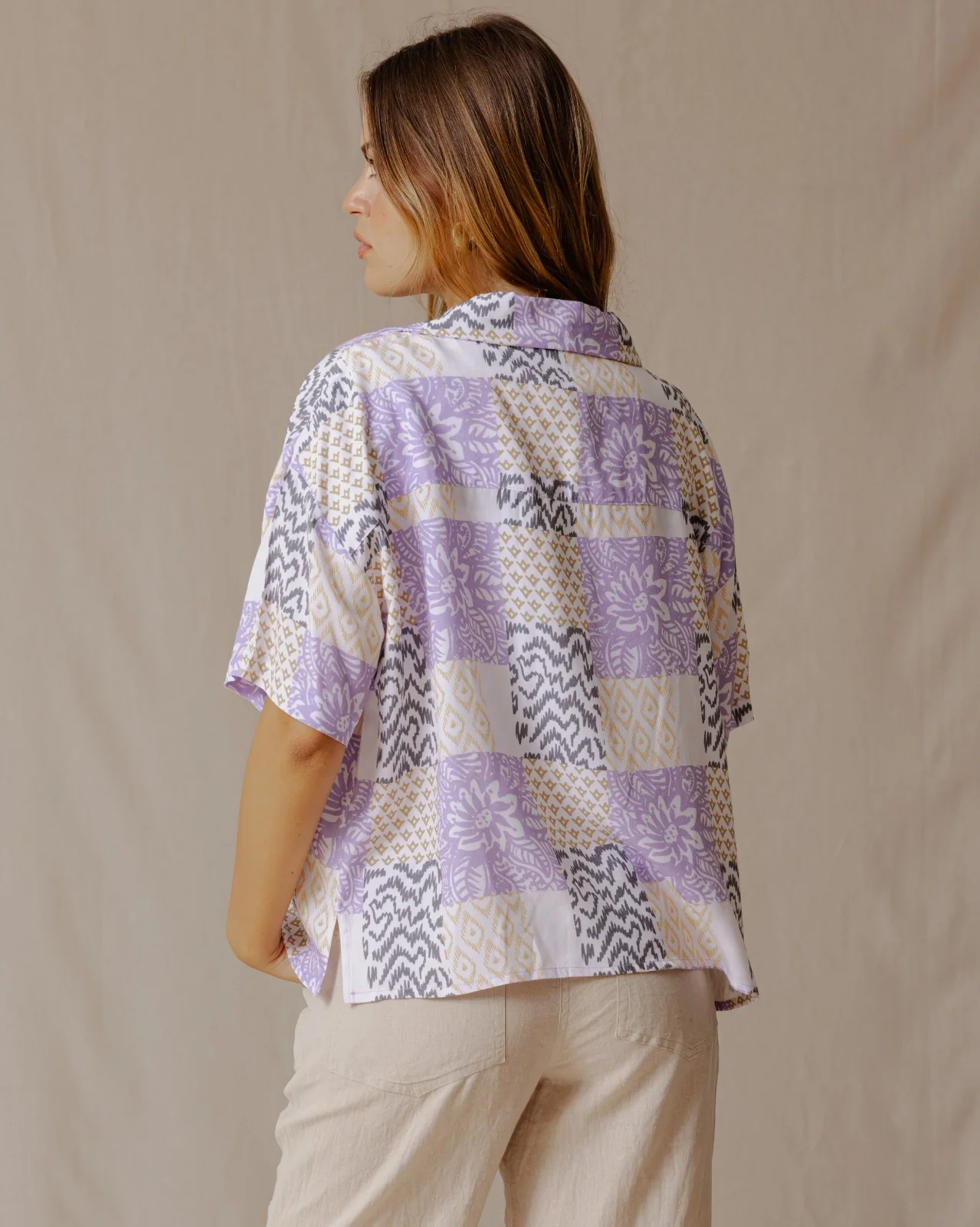 Summer Patchwork Shirt Purple - Image 4