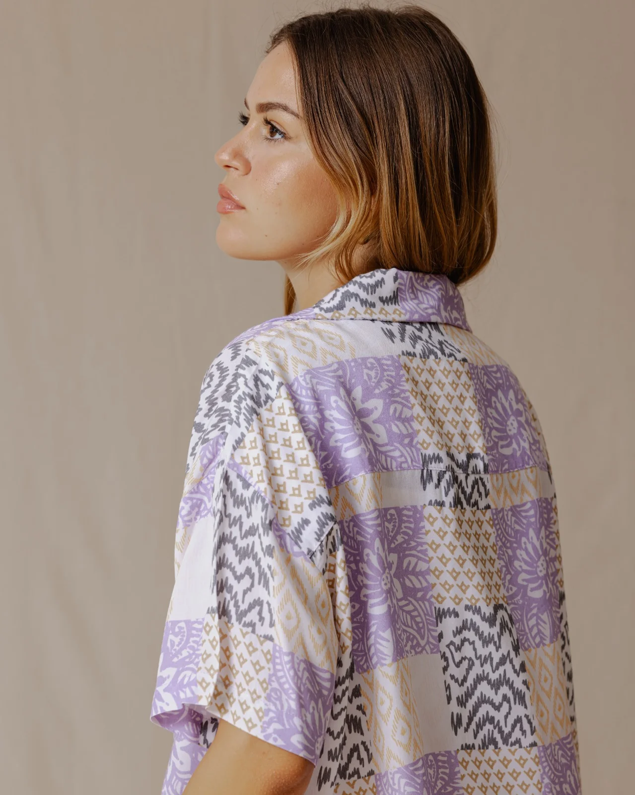 Summer Patchwork Shirt Purple - Image 5