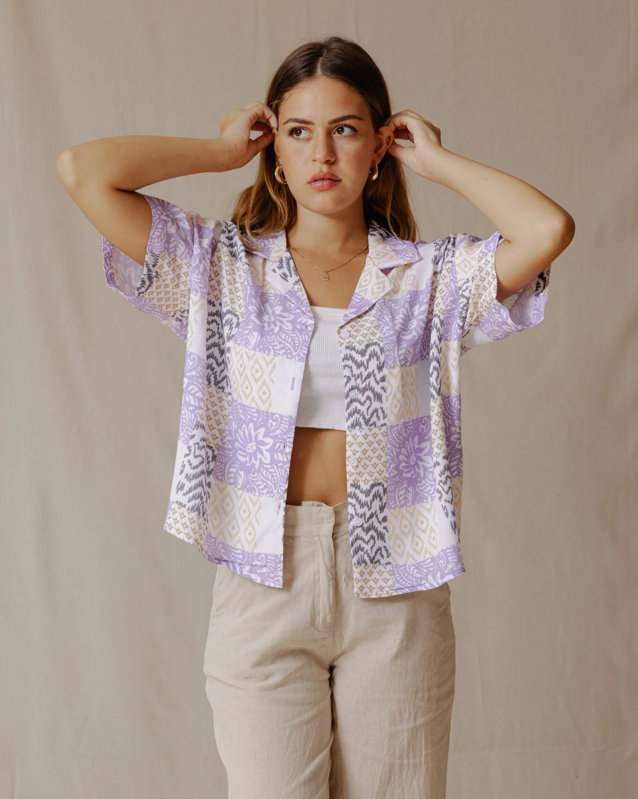 Summer Patchwork Shirt Purple - Image 6
