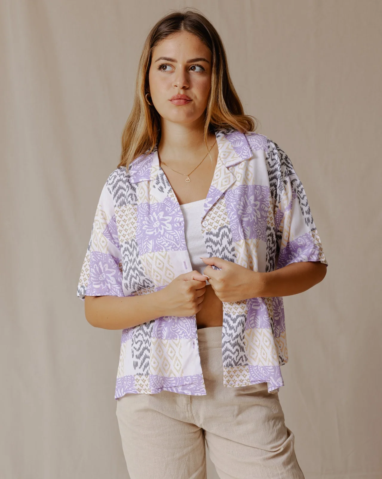 Summer Patchwork Shirt Purple - Image 7