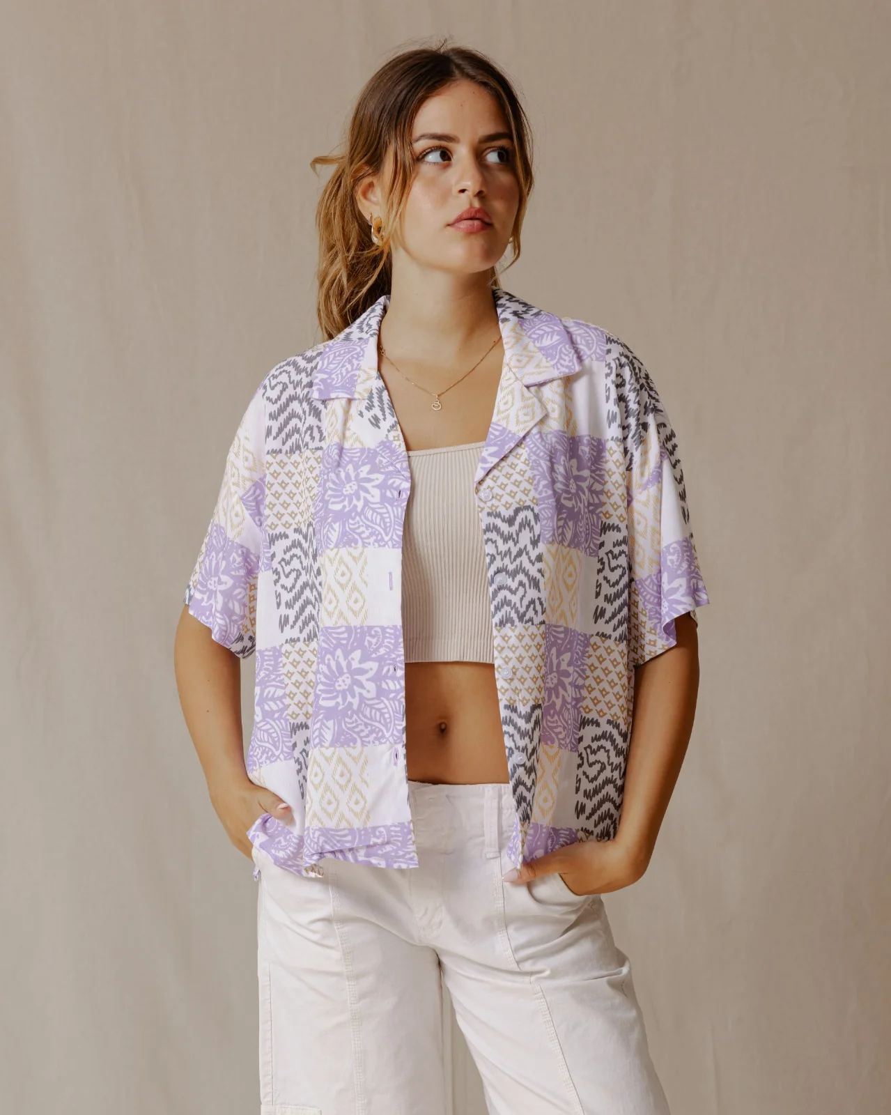 Summer Patchwork Shirt Purple - Image 8