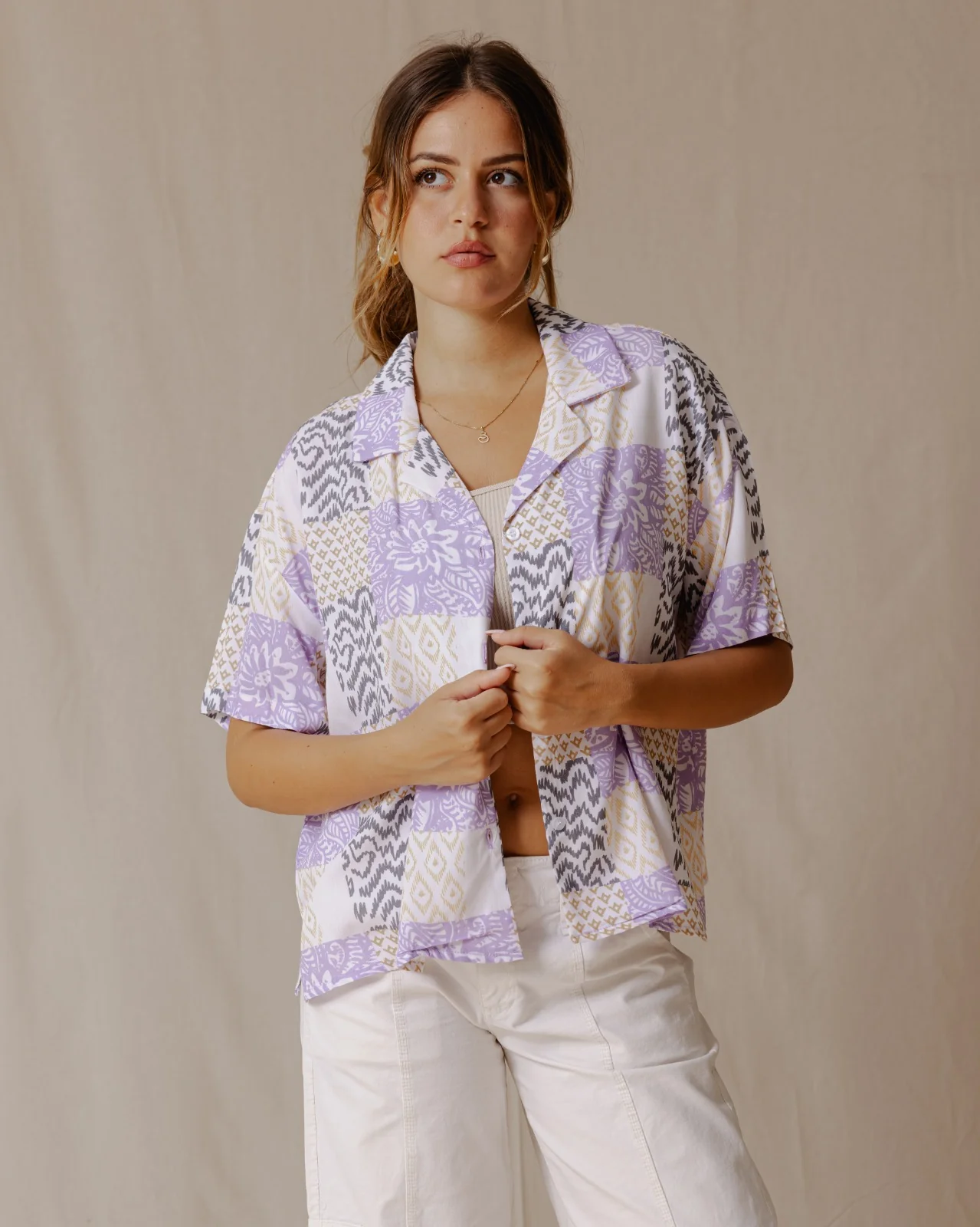 Summer Patchwork Shirt Purple - Image 9