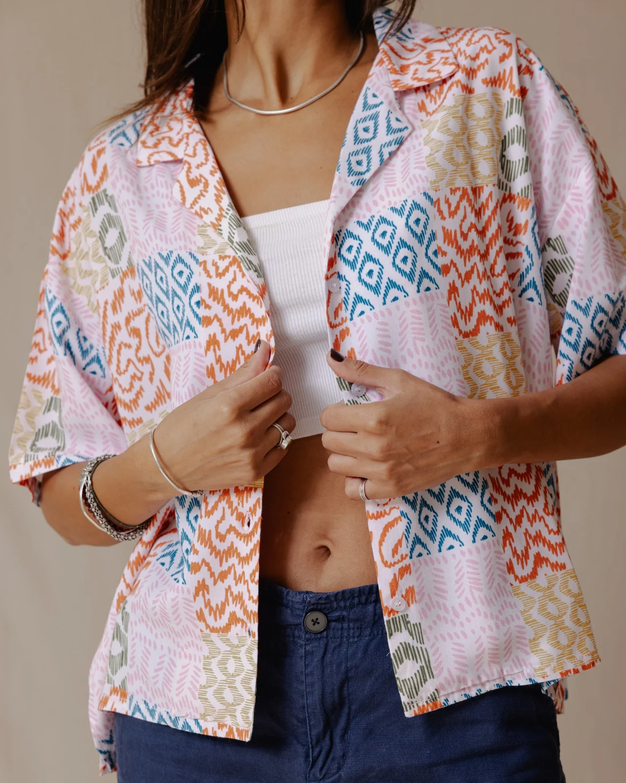 Summer Patchwork Shirt Yellow - Image 4