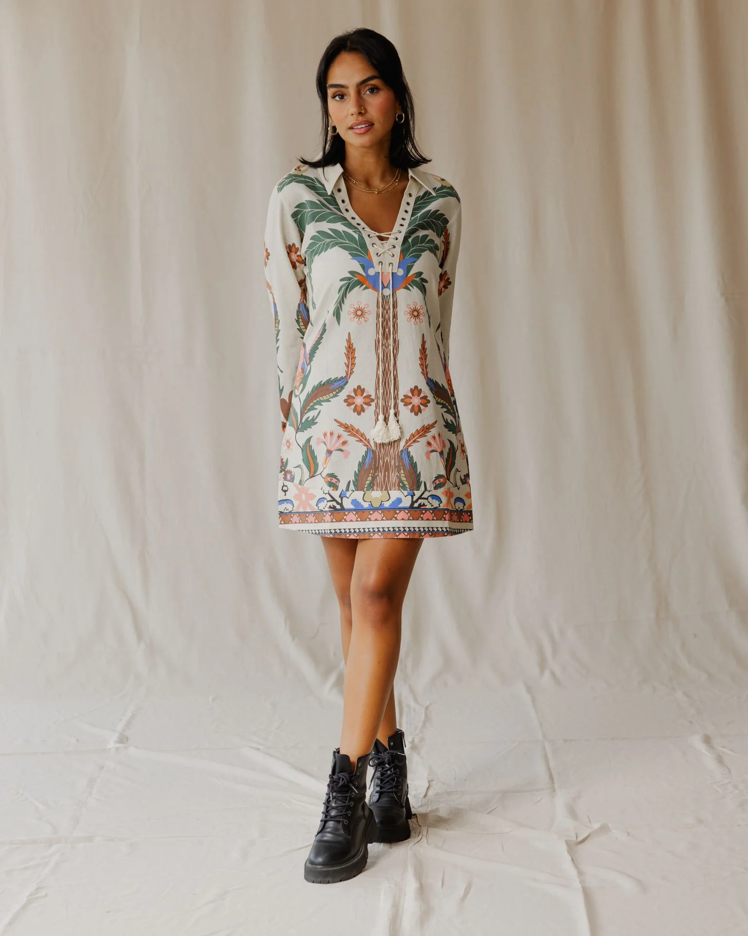 Tamara Palm Beige Dress