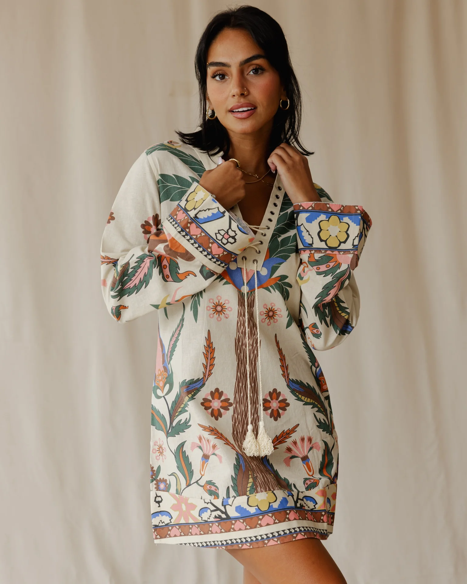 Tamara Palm Beige Dress - Image 2
