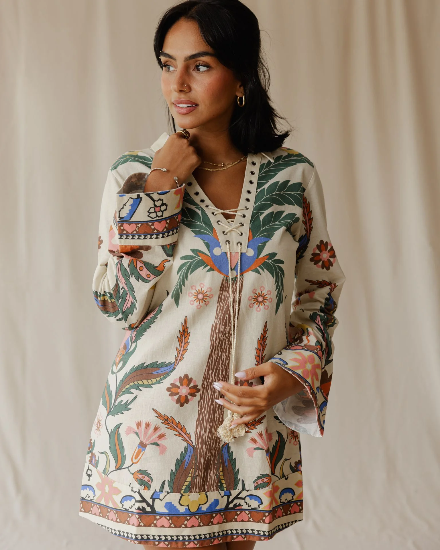 Tamara Palm Beige Dress - Image 3