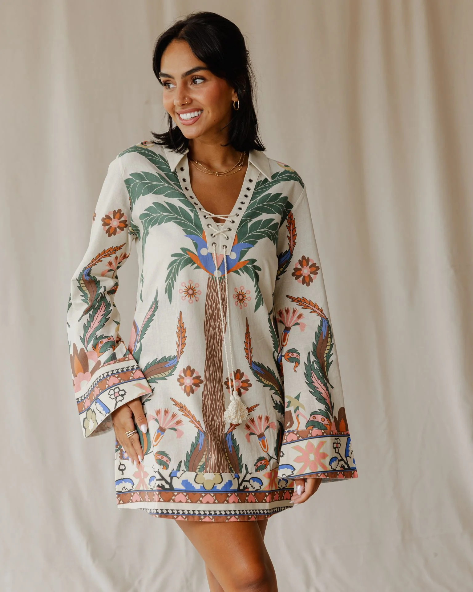 Tamara Palm Beige Dress - Image 4