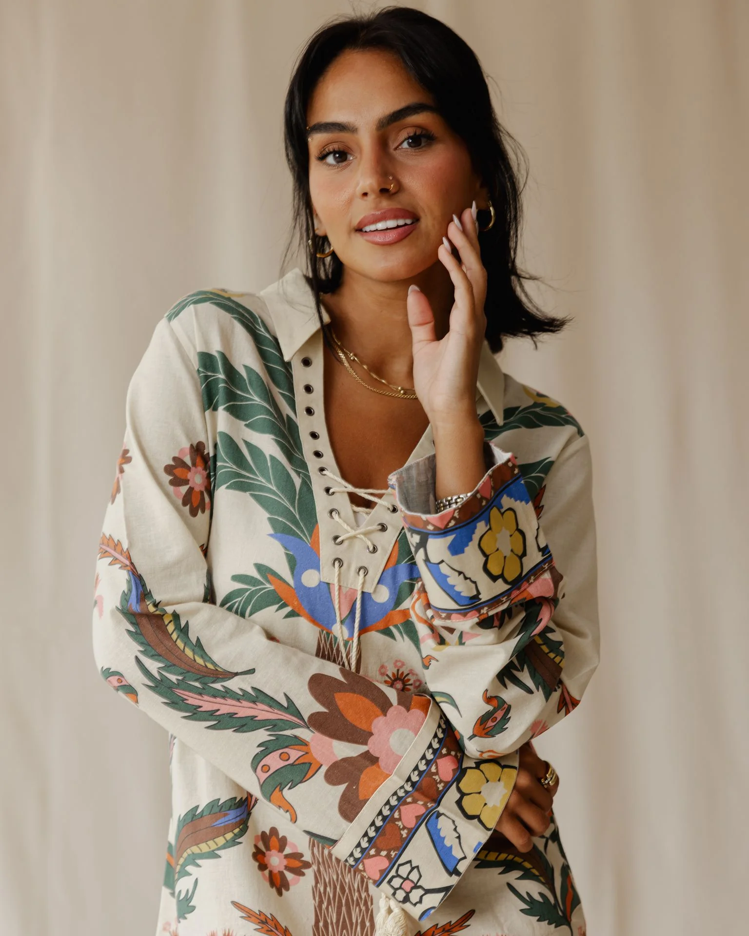 Tamara Palm Beige Dress - Image 6