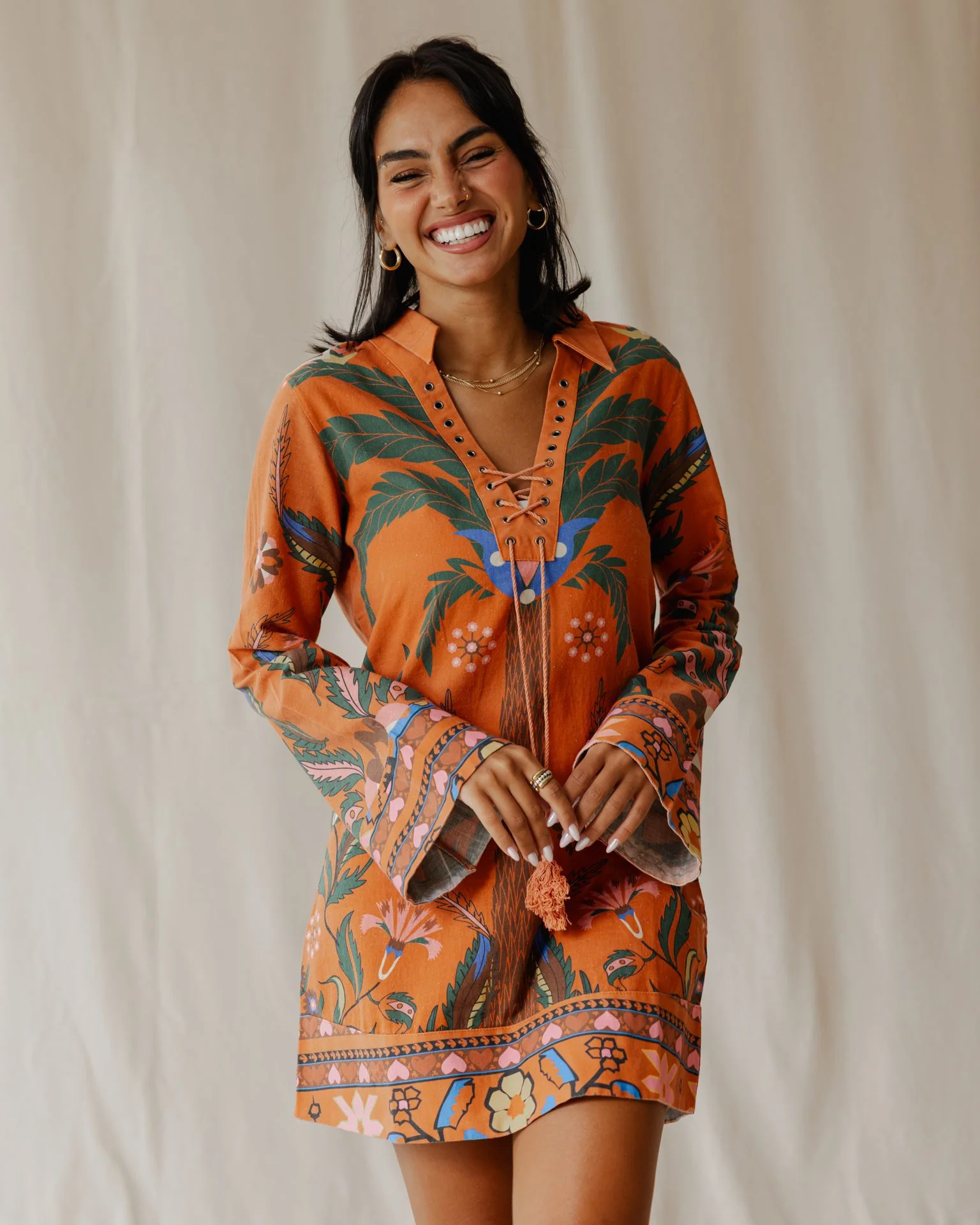 Tamara Palm Orange Dress - Image 3
