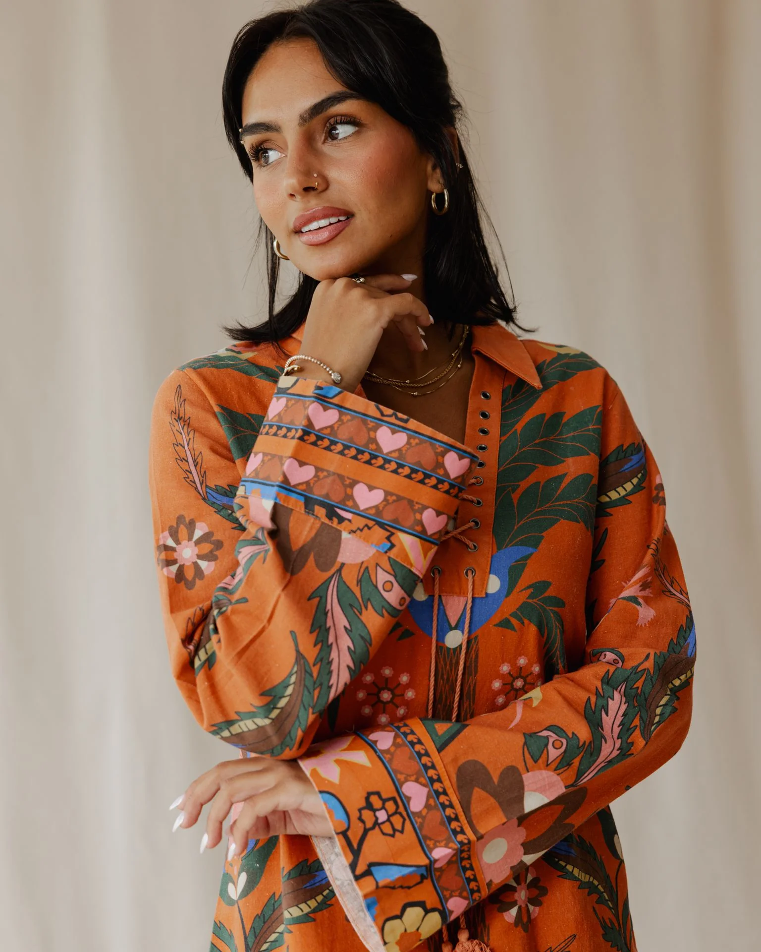 Tamara Palm Orange Dress - Image 5