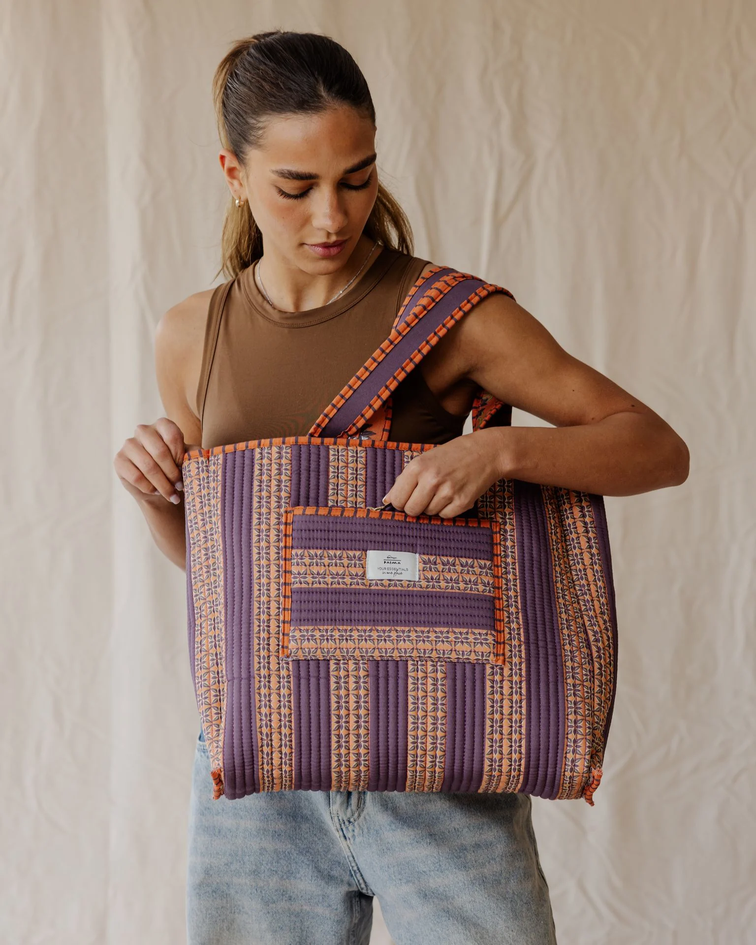 Tangerine Garden Quilted Tote Bag - Image 6
