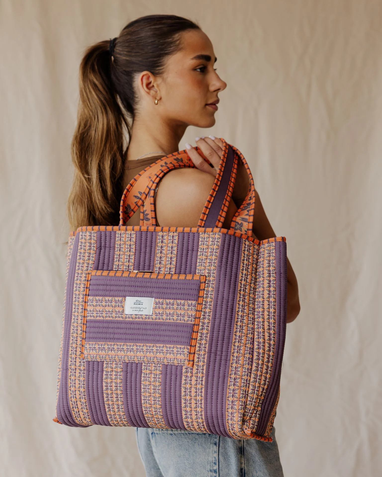Tangerine Garden Quilted Tote Bag - Image 7