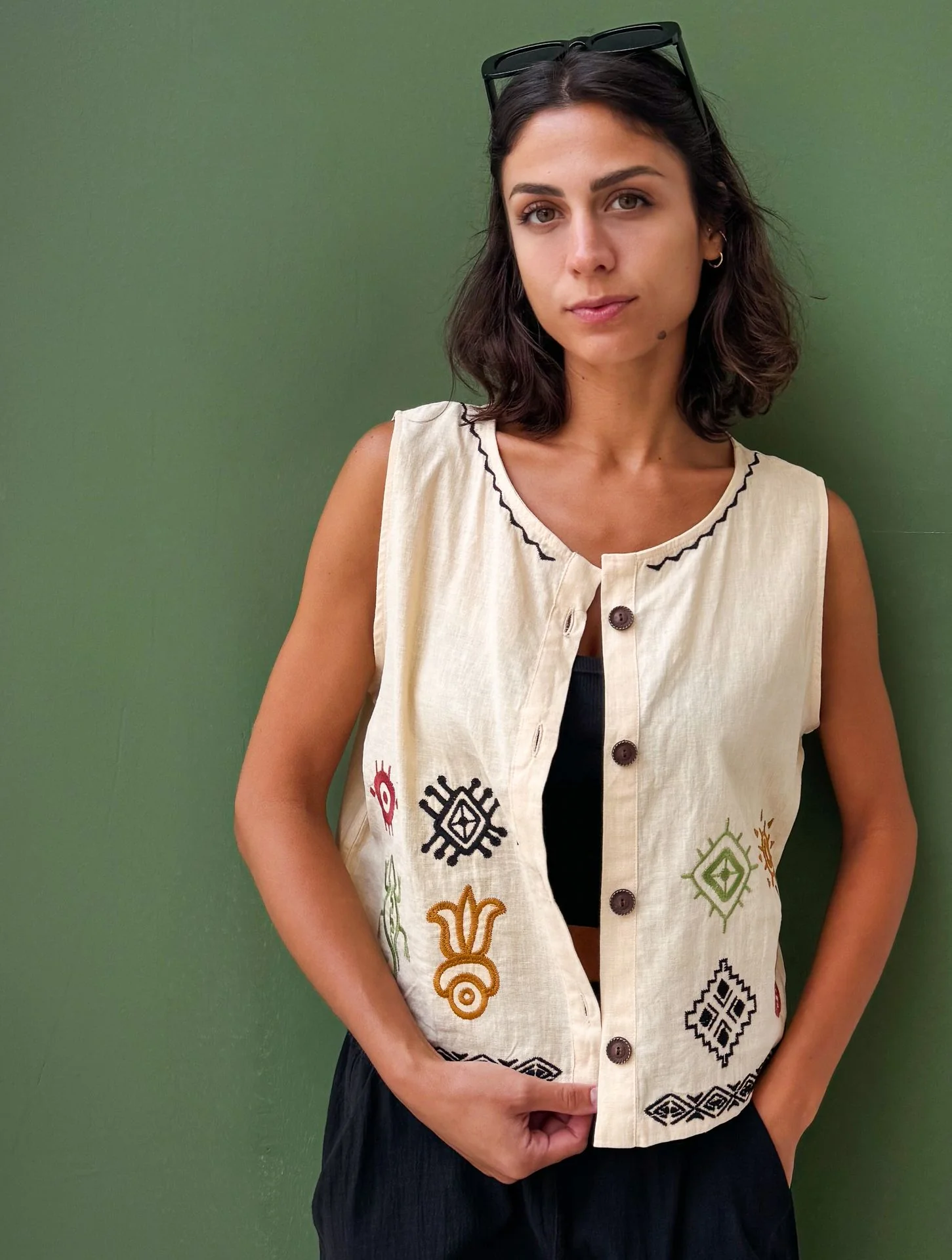 The Boho Lizard Vest Off-White - Image 7