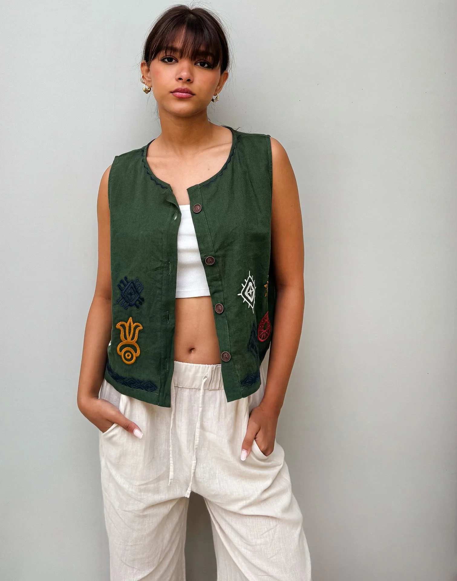 The Boho Lizard Vest Olive - Image 5