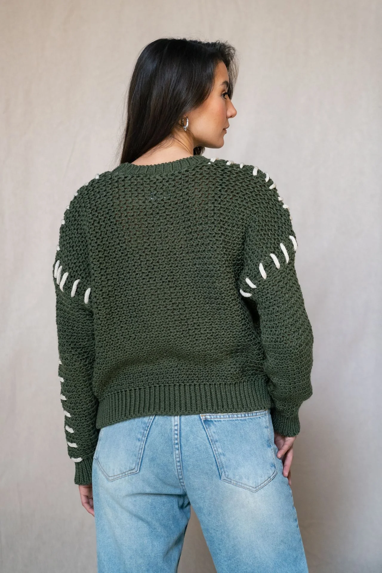 The Hand-Stitched Sweater Olive - Image 3