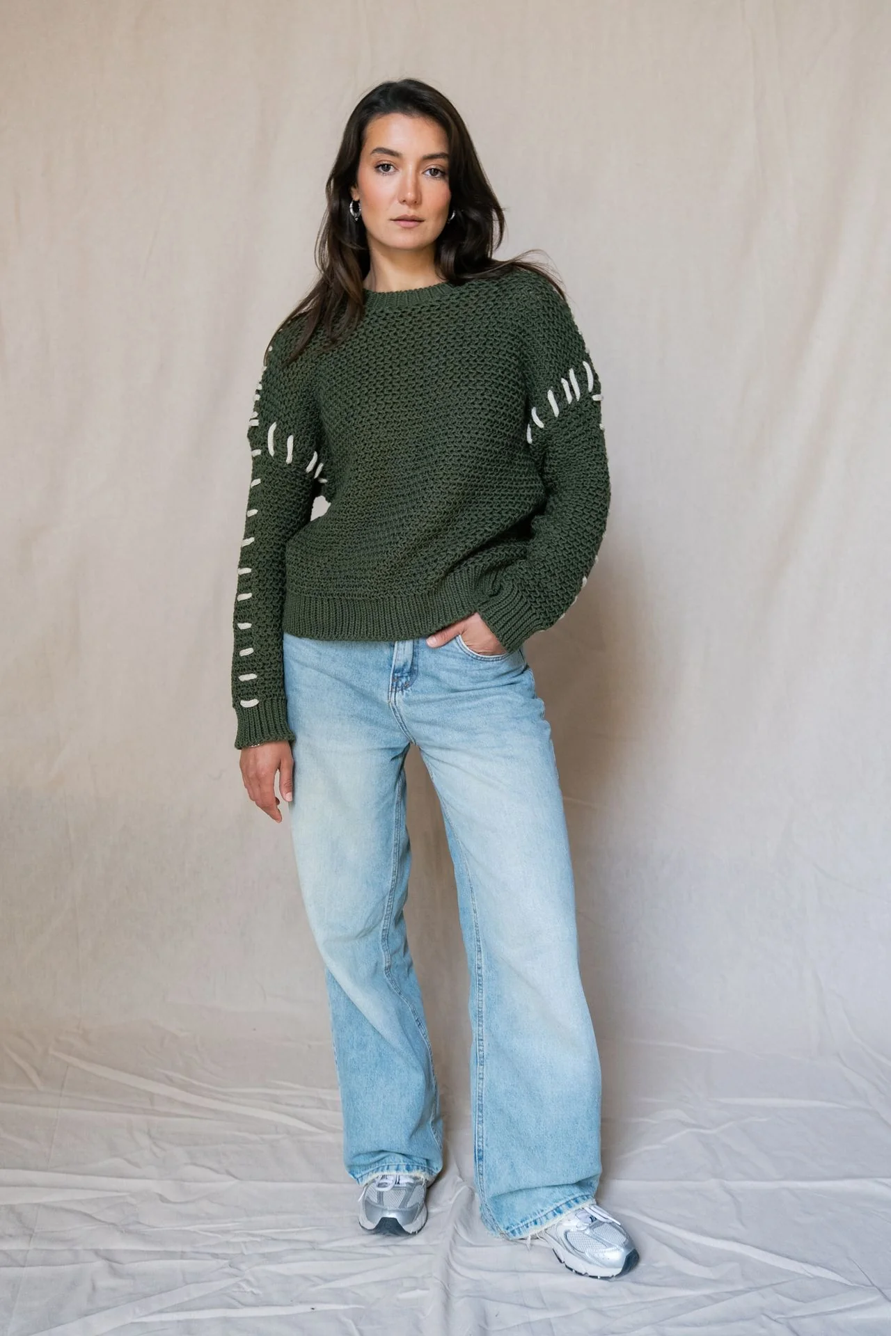 The Hand-Stitched Sweater Olive - Image 4
