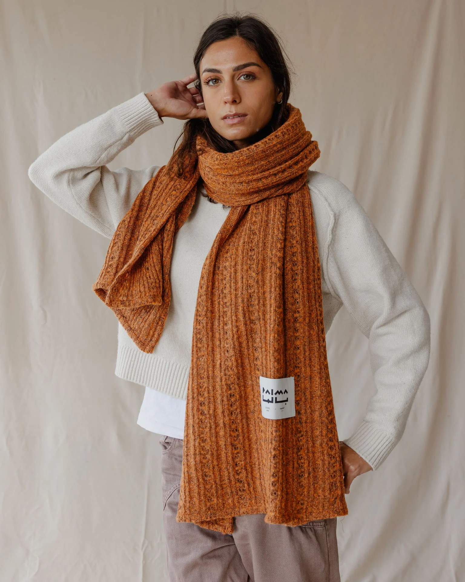 The Textured Burnt Orange Scarf - Image 3