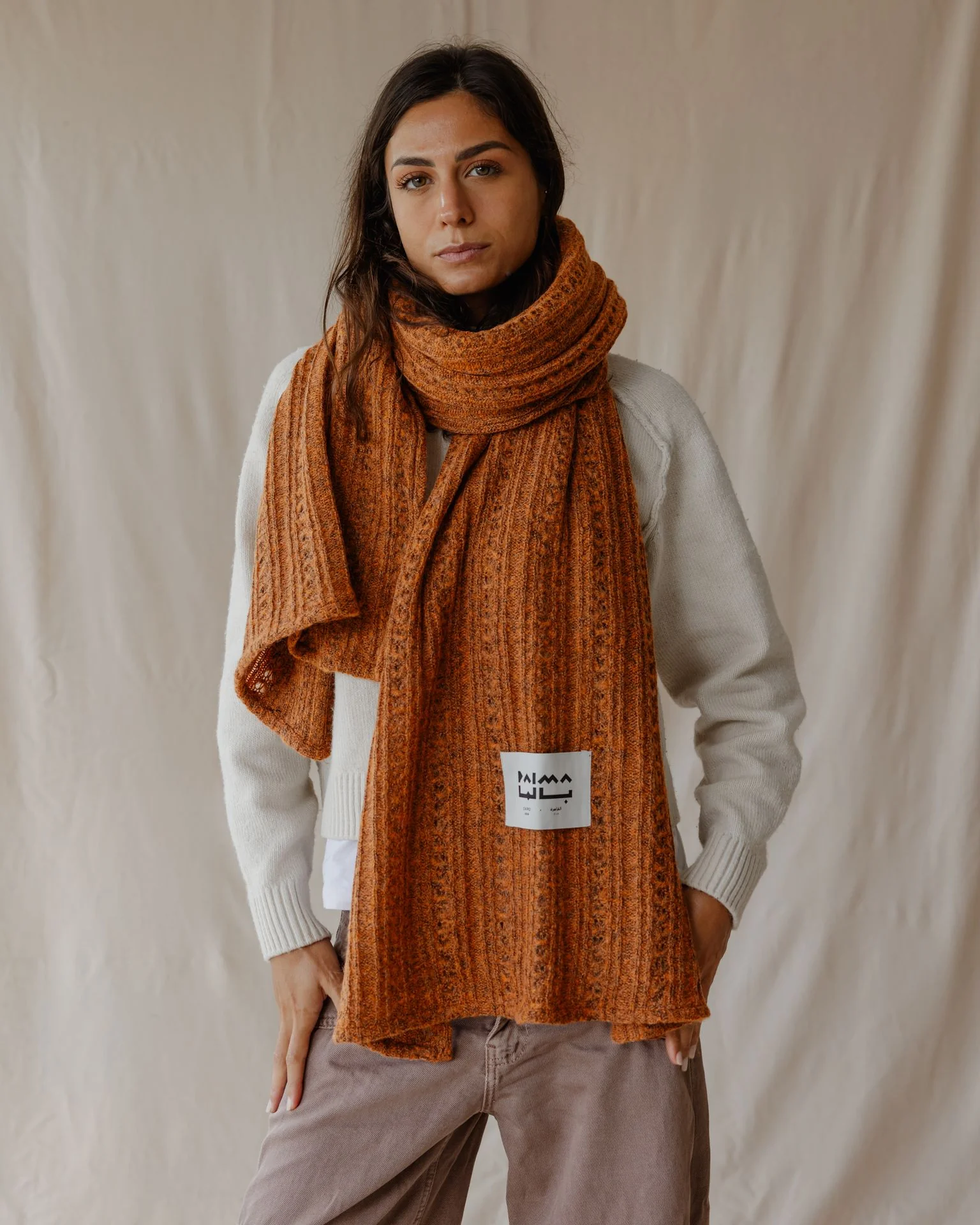 The Textured Burnt Orange Scarf - Image 4
