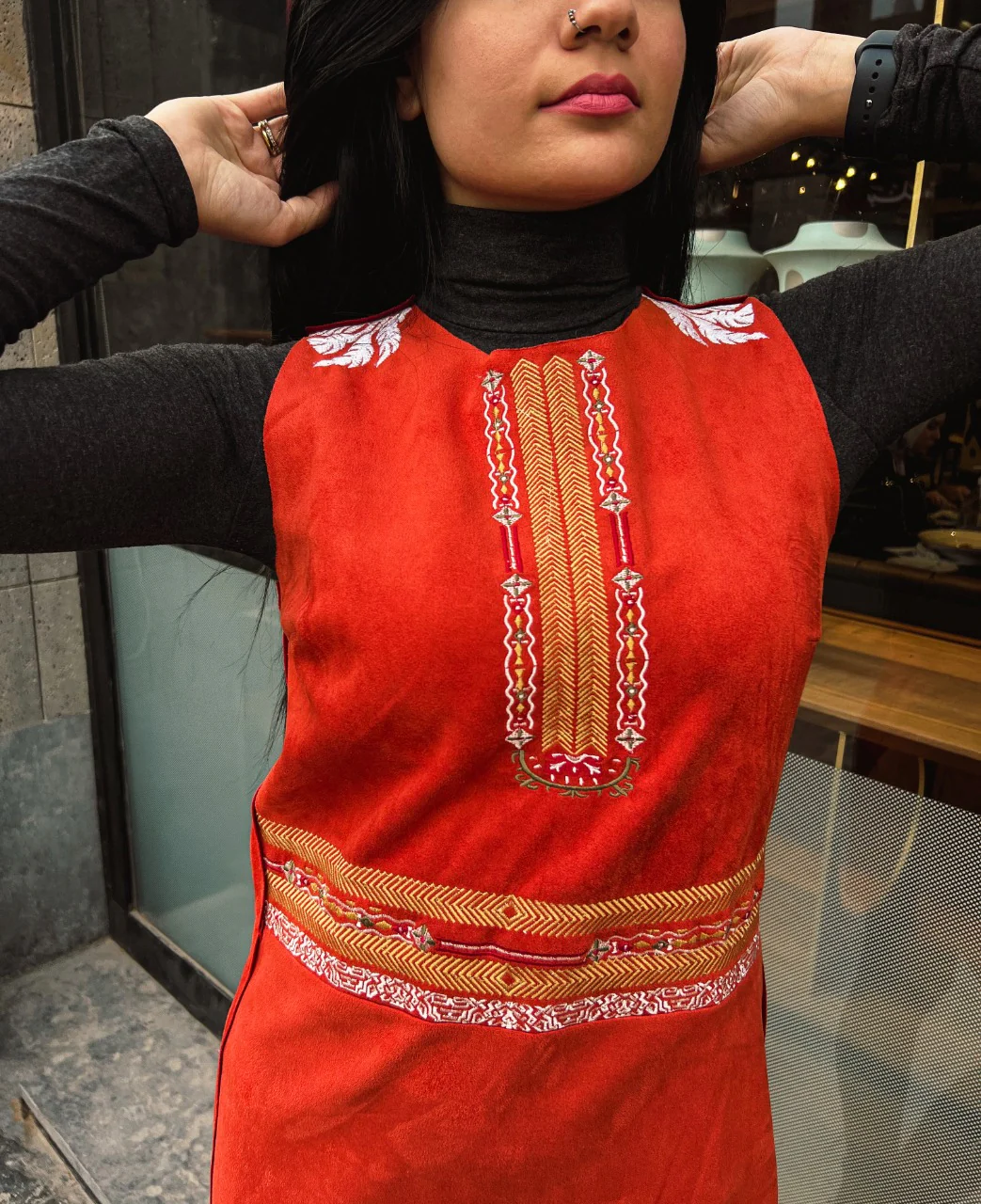 The Tribal Dress Orange - Image 4