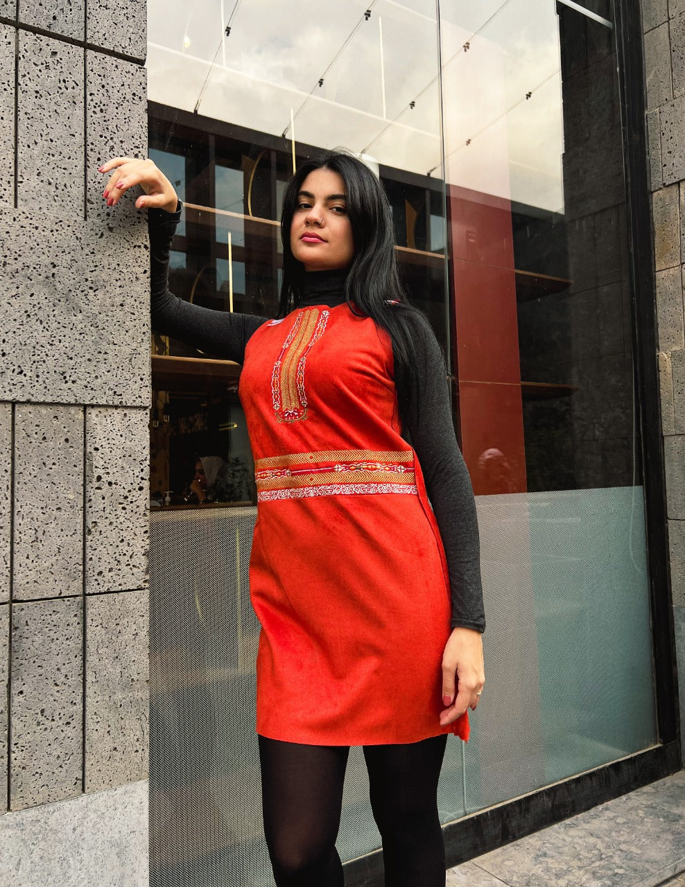 The Tribal Dress Orange - Image 5