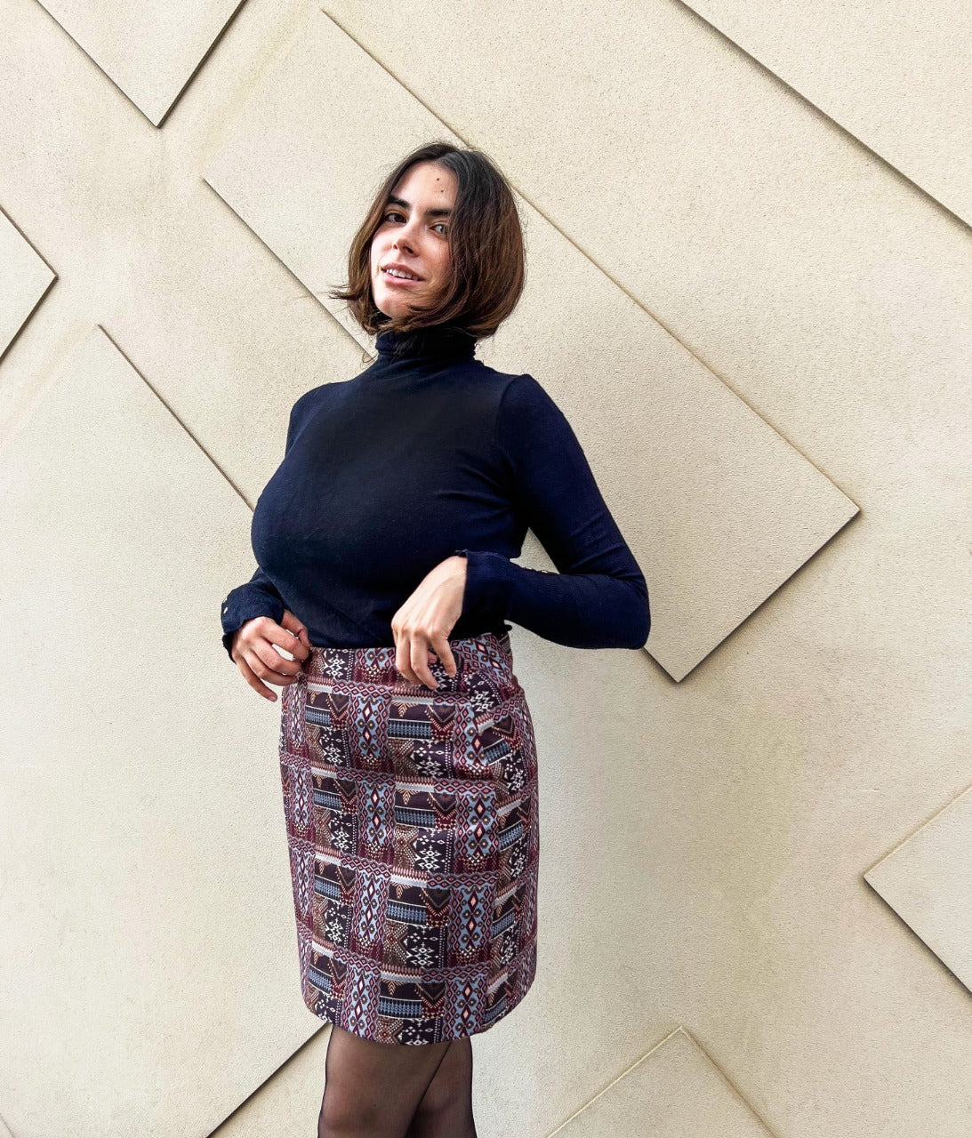 The Tribal Skirt In Burgundy - Image 3