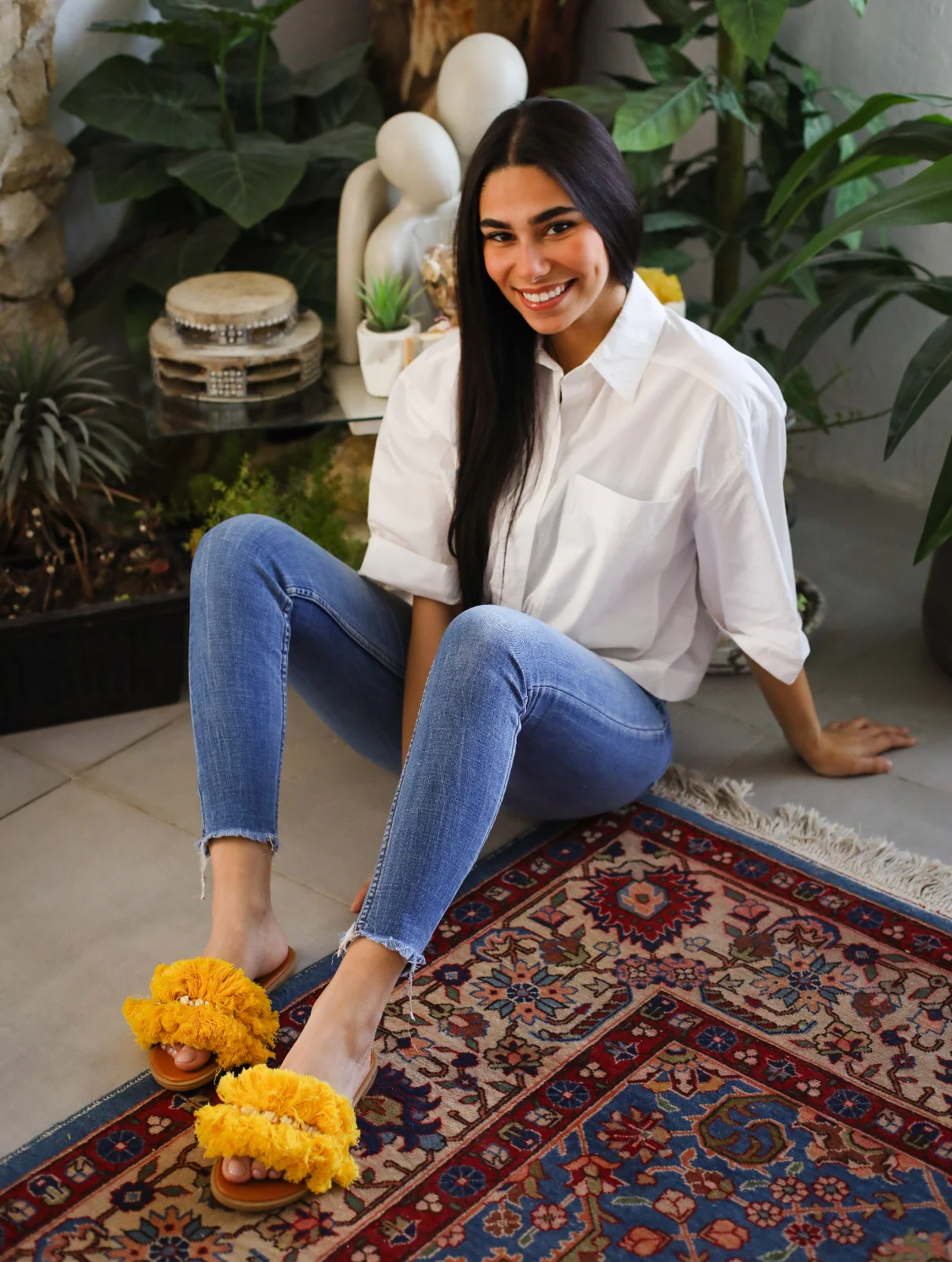 Threaded Stones Mustard Slippers - Image 3