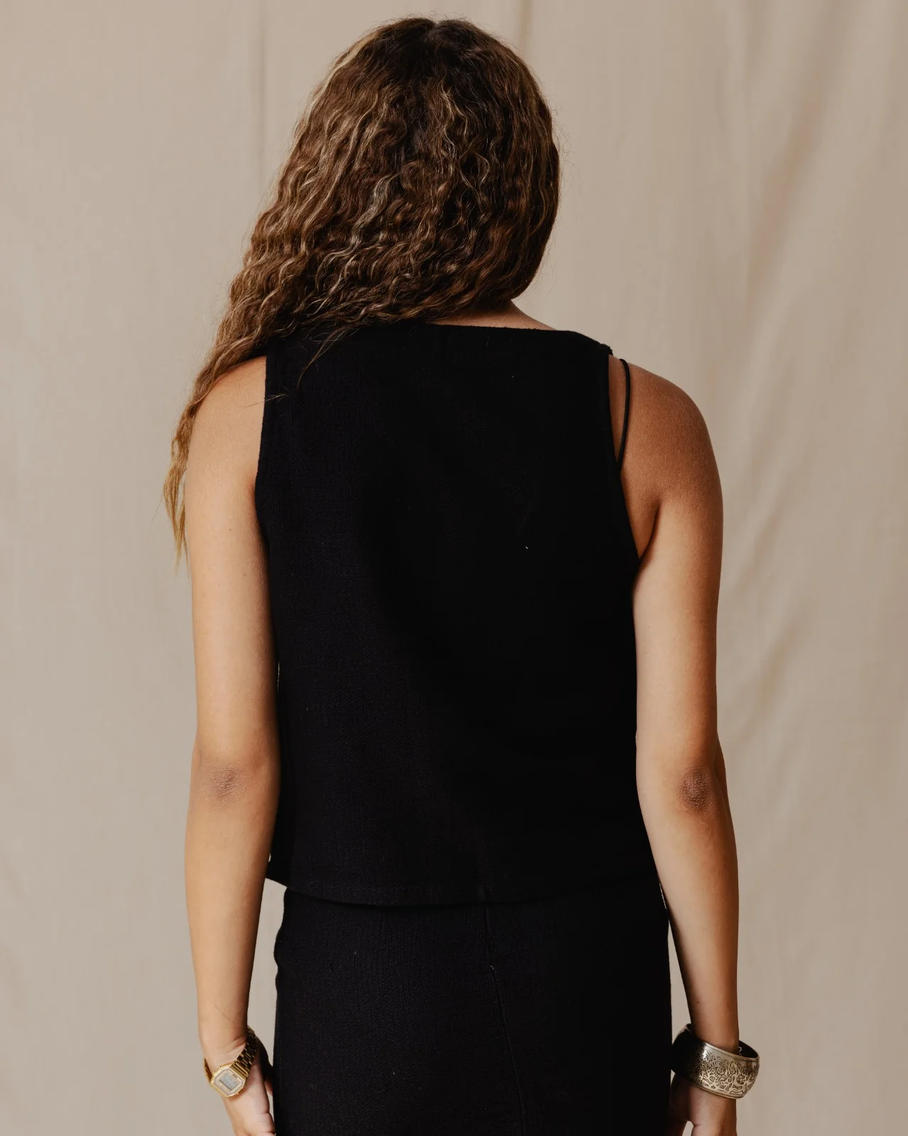 Tie Front Knitted Vest Black - Image 5