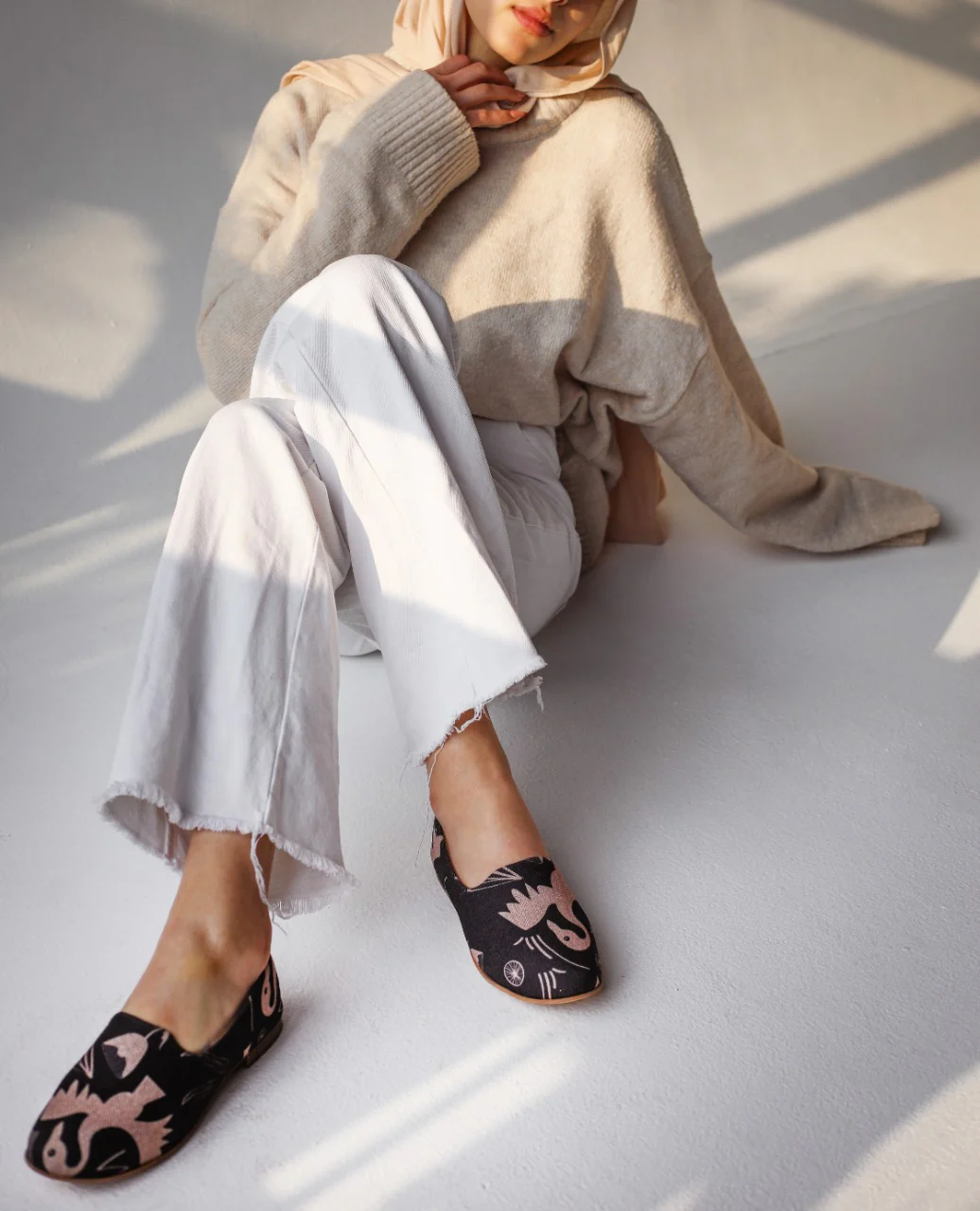 Tribal Birds Espadrilles Baby Pink And Black - Image 3